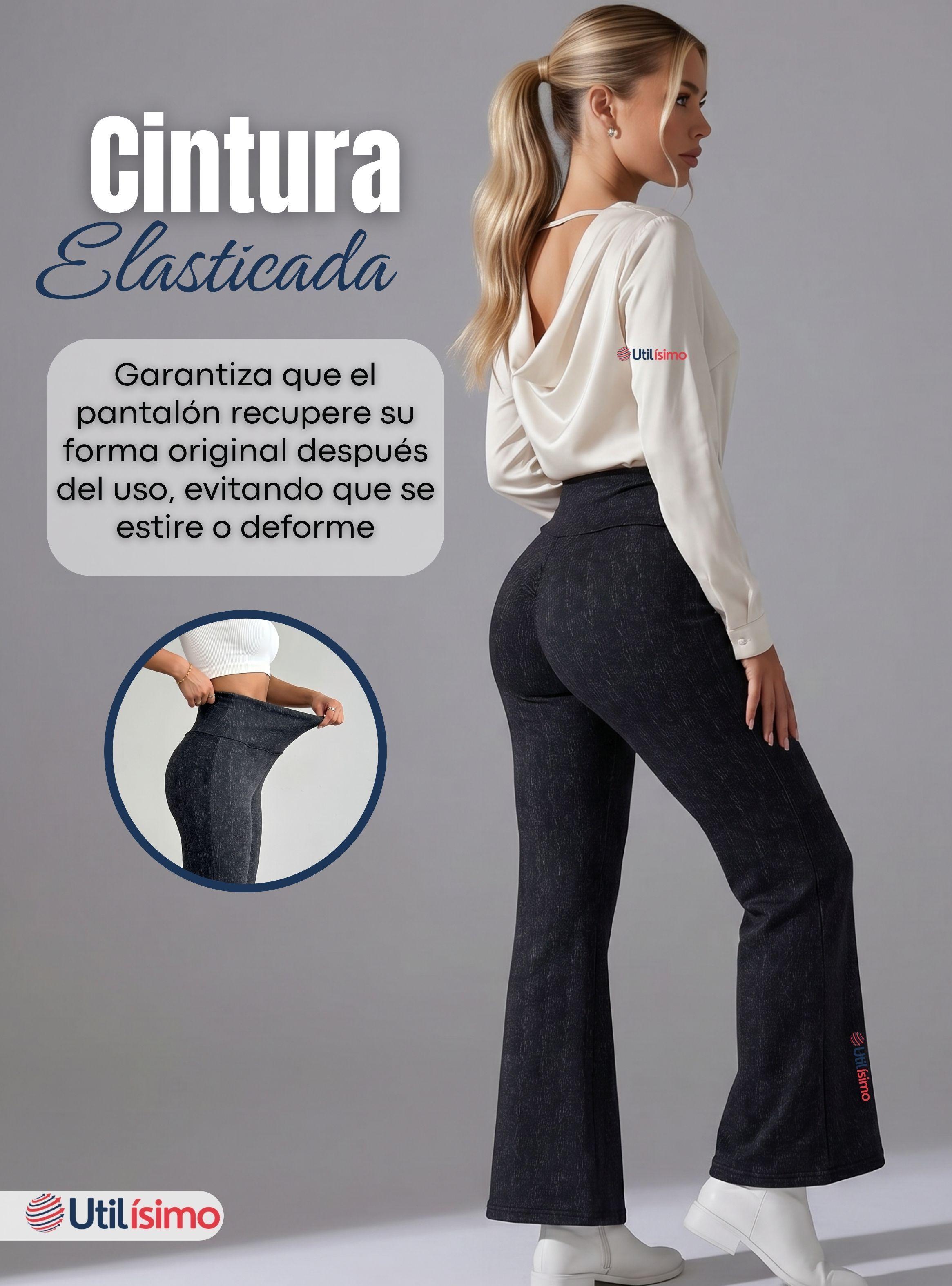 Calza Polar Con Chiporro Palazzo de Mujer Elasticada Térmica Negro Jeans-7