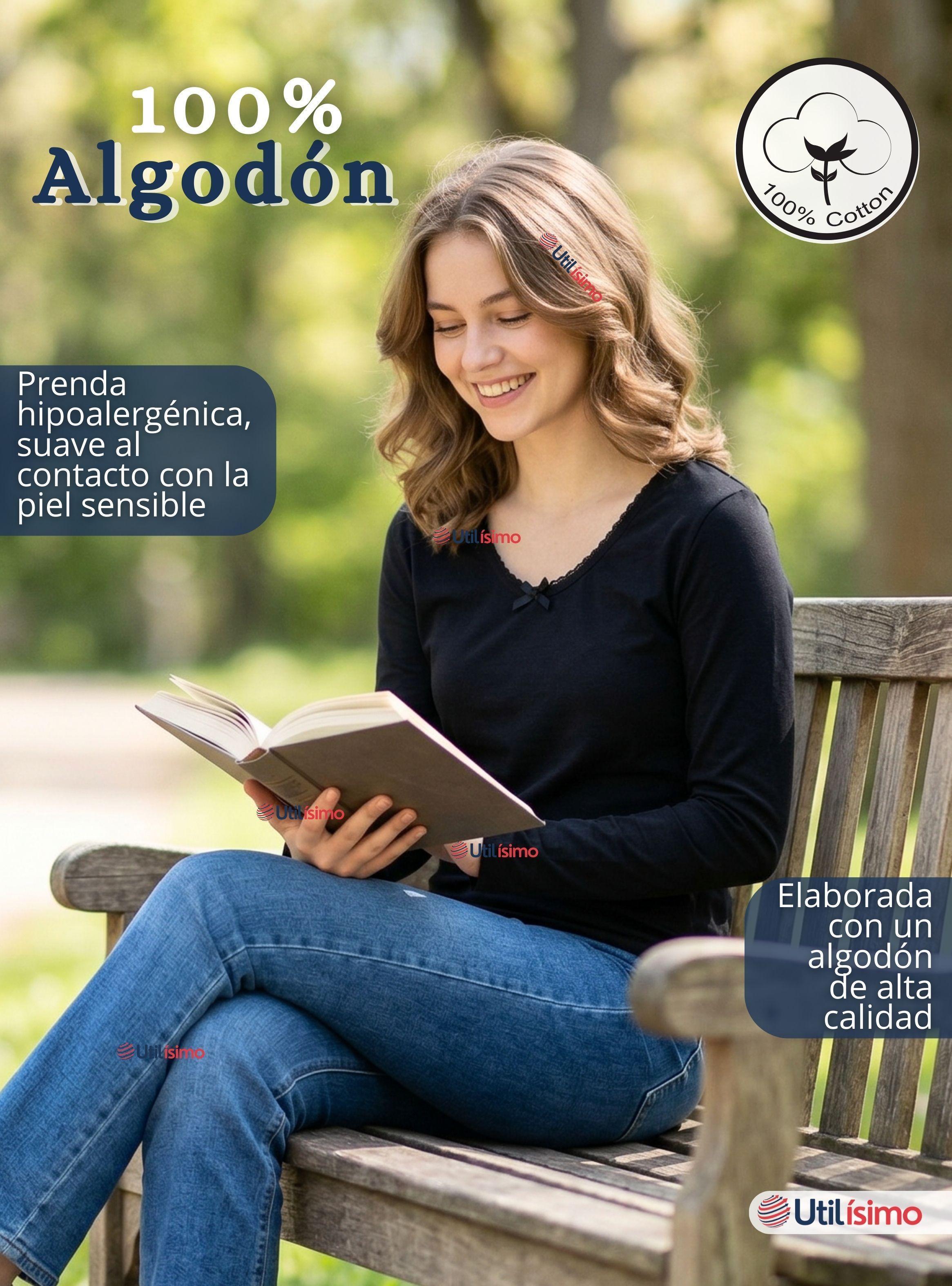 Camiseta Polera Algodón Cuello Redondo Primera Capa Manga Larga de Colores Surtidos Niña Juvenil-4