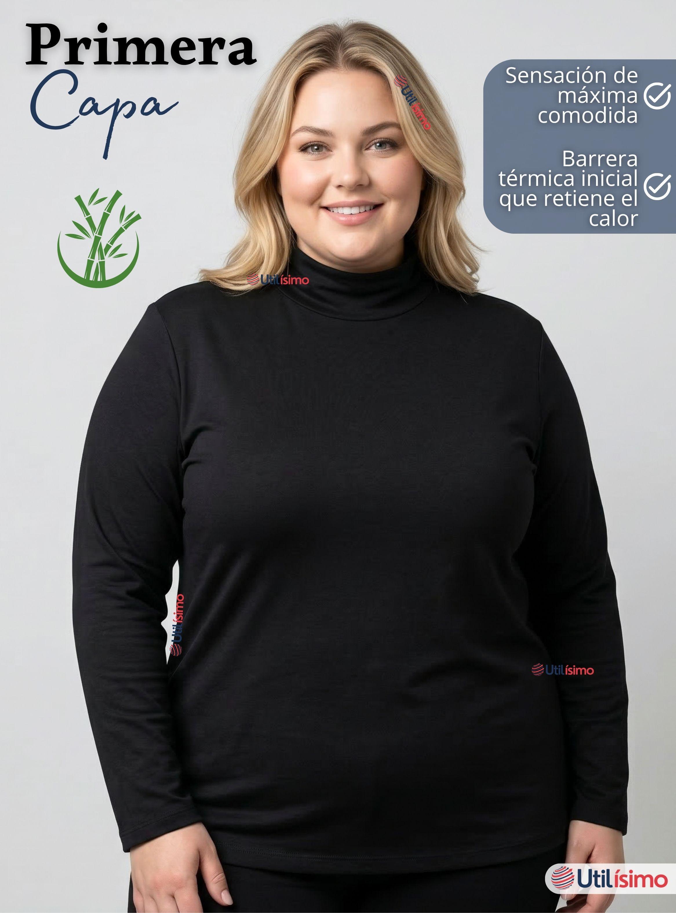 Pack 6 Camisetas Poleras Bambú Primera Capa Cuello Beatle Manga Larga de Colores Surtidos Mujer-3