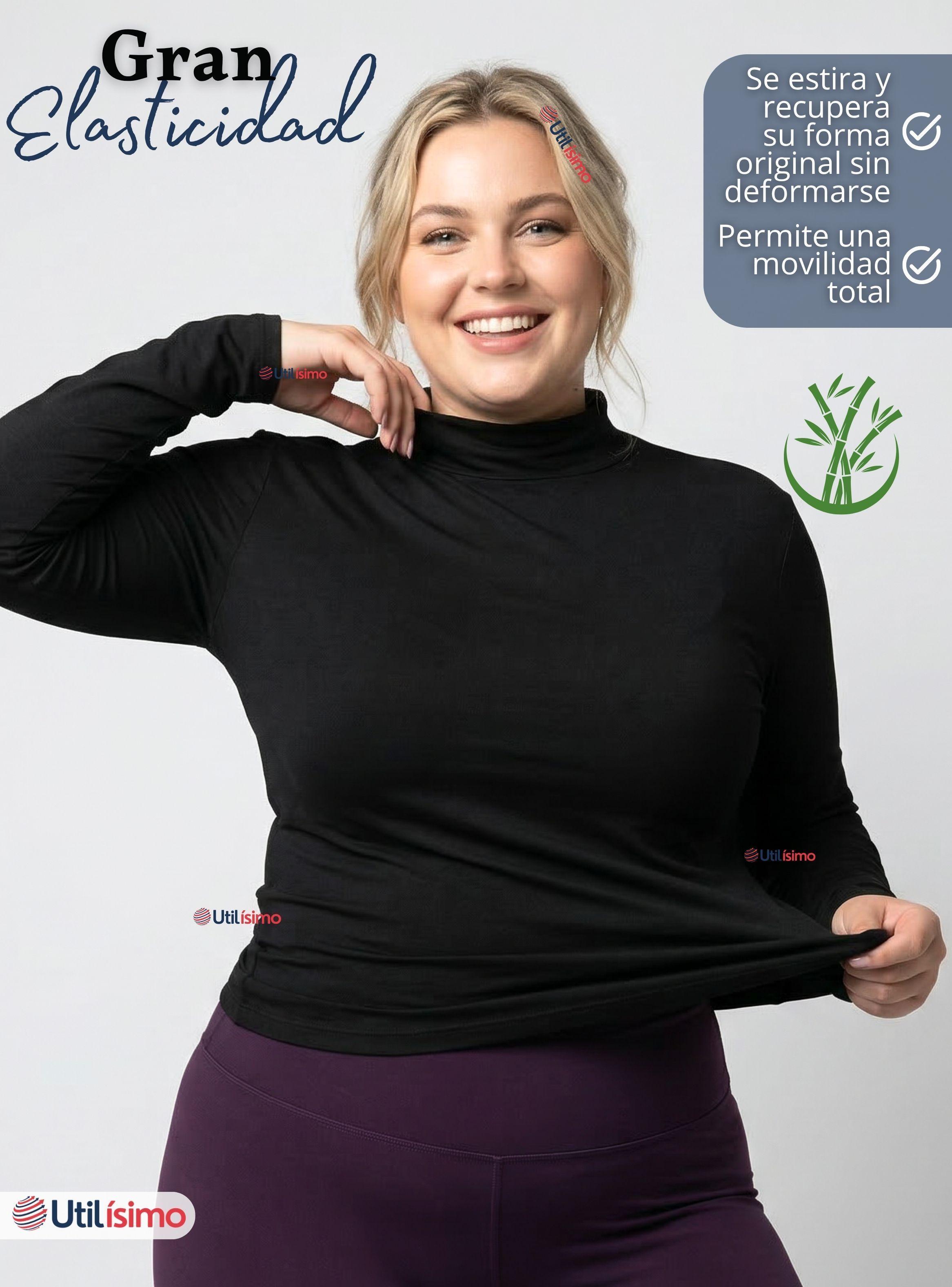 Pack 6 Camisetas Poleras Bambú Primera Capa Cuello Beatle Manga Larga de Colores Surtidos Mujer-6