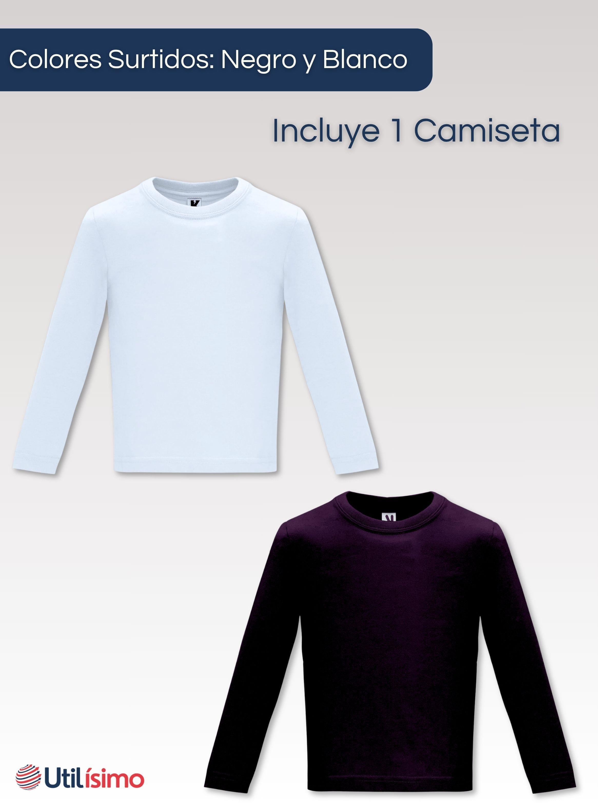 Camiseta Algodón Primera Capa Polera Invierno Blanco Y Negro Niño-2