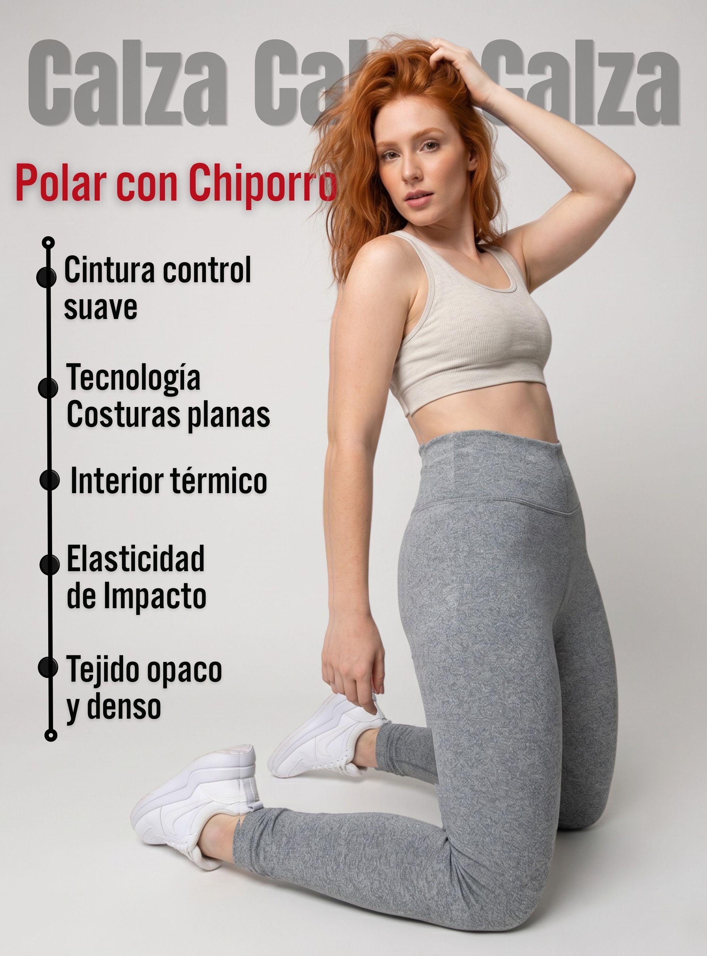 Calza Polar Con Chiporro Térmica Mujer Elasticada Color Gris Melange-4
