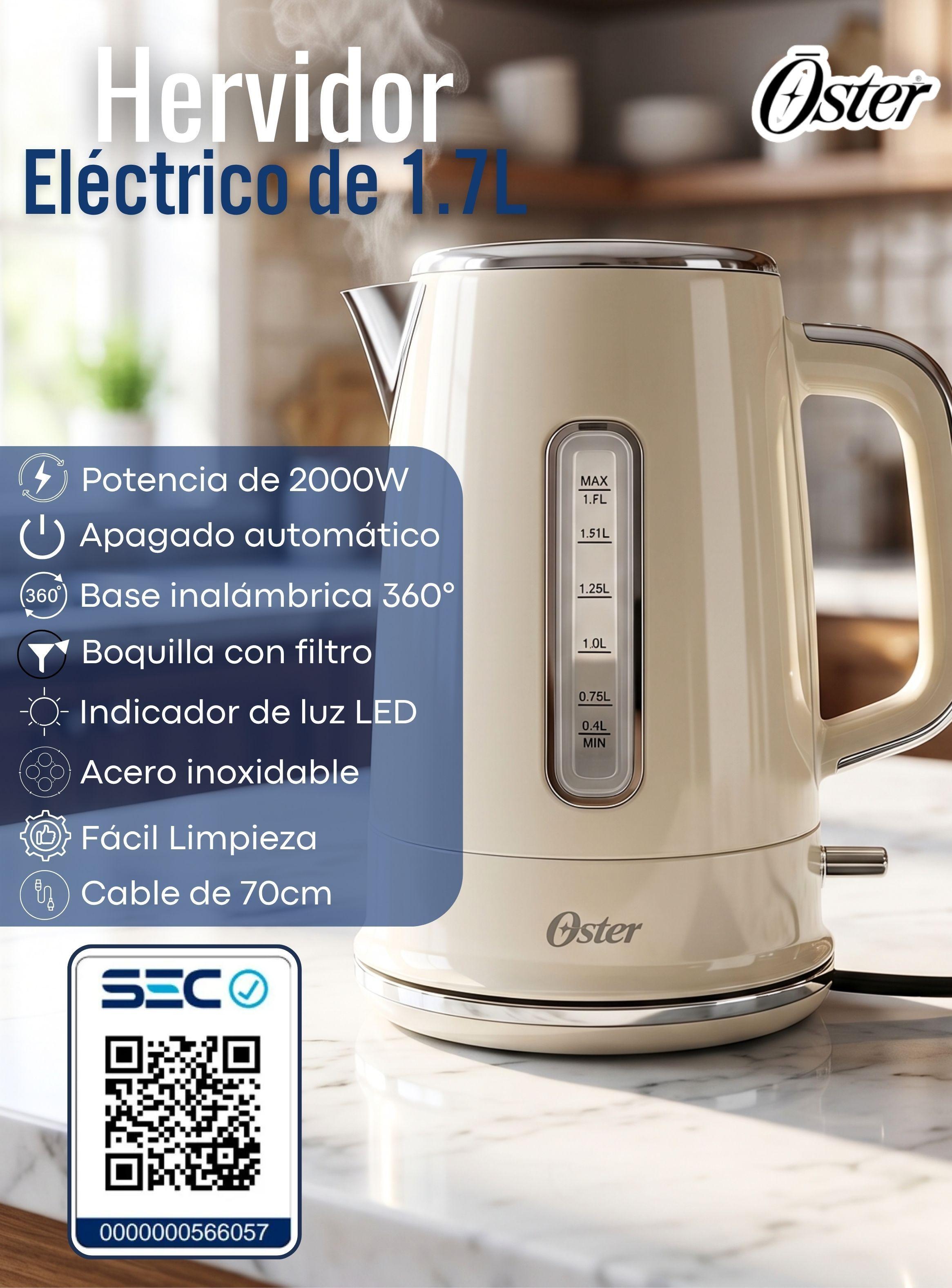 Hervidor Eléctrico Oster® de 1.7 Litros Para Té Café E Infusiones BVSTKT8107OM-052-4