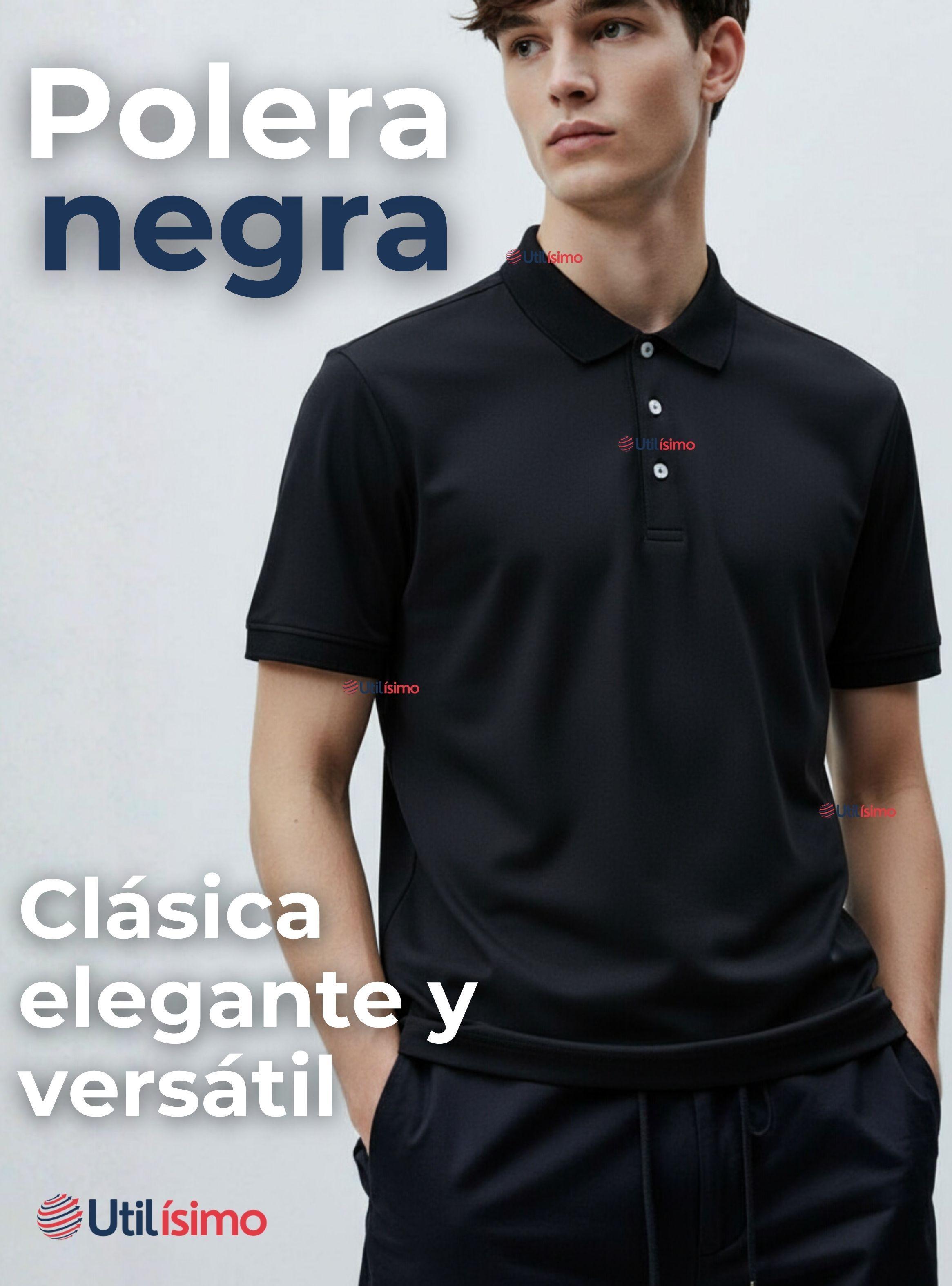 Polera Pique Premium 200g Manga Corta 100% Algodón Textura Suave Chemise Negro Hombre-2
