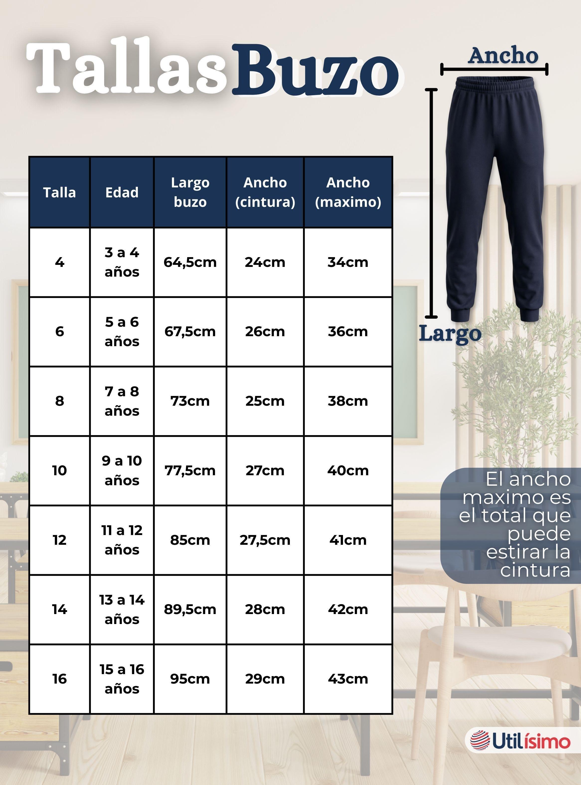 Conjunto Escolar Buzo Pantalón Y Polerón 100% Algodón Niña Unisex Azul 3 a 16 años-4