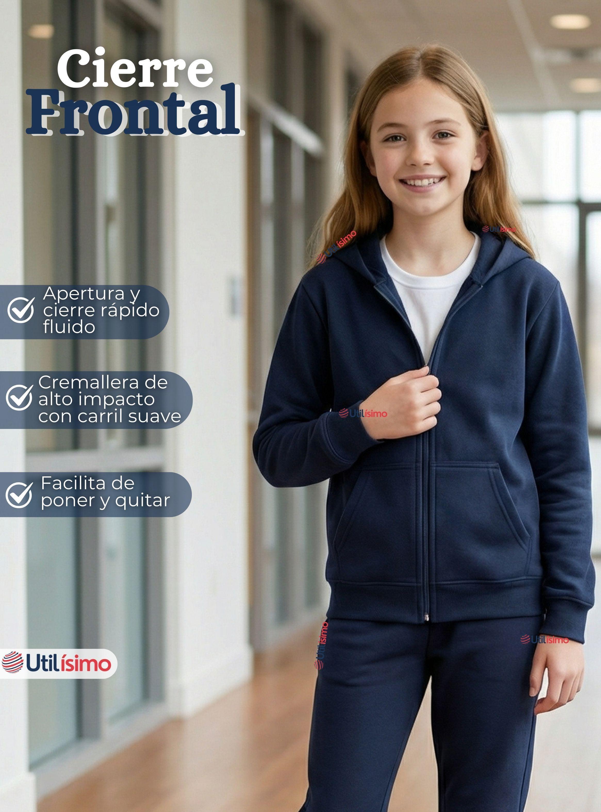 Conjunto Escolar Buzo Pantalón Y Polerón 100% Algodón Niña Unisex Azul 3 a 16 años-5