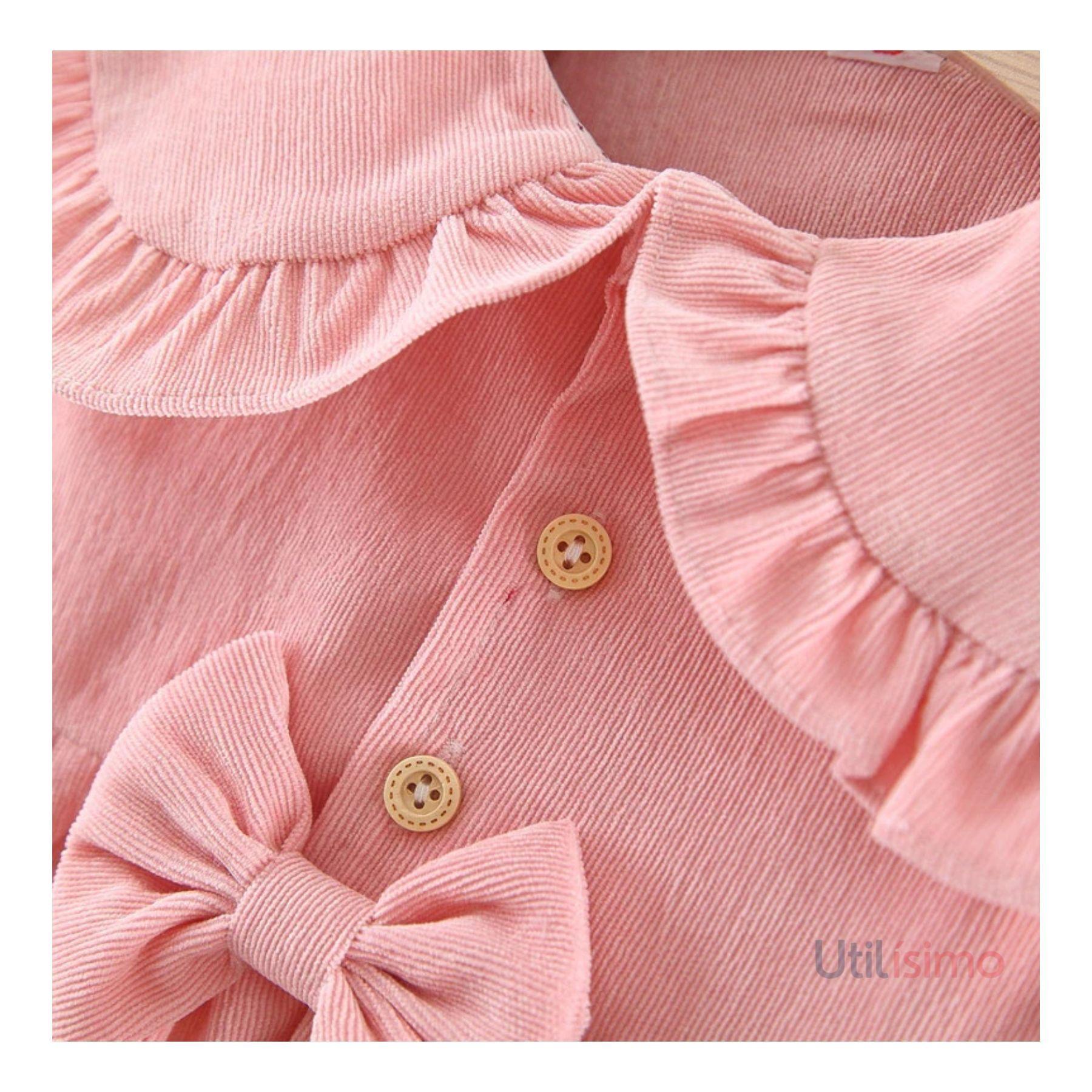 Vestido de Cotelé Con Volado Forrado En Plush Niña Jump Kids-2