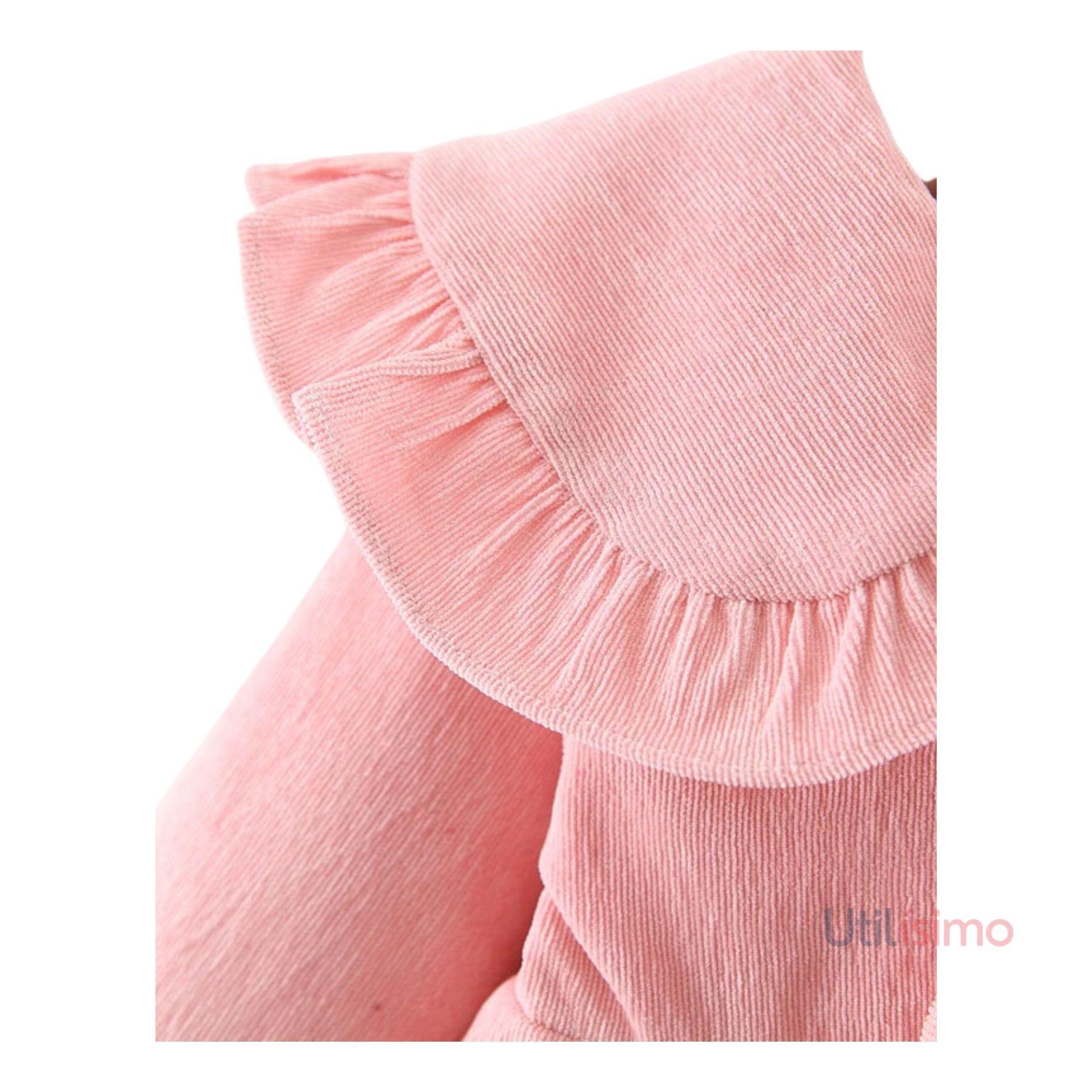 Vestido de Cotelé Con Volado Forrado En Plush Niña Jump Kids-3