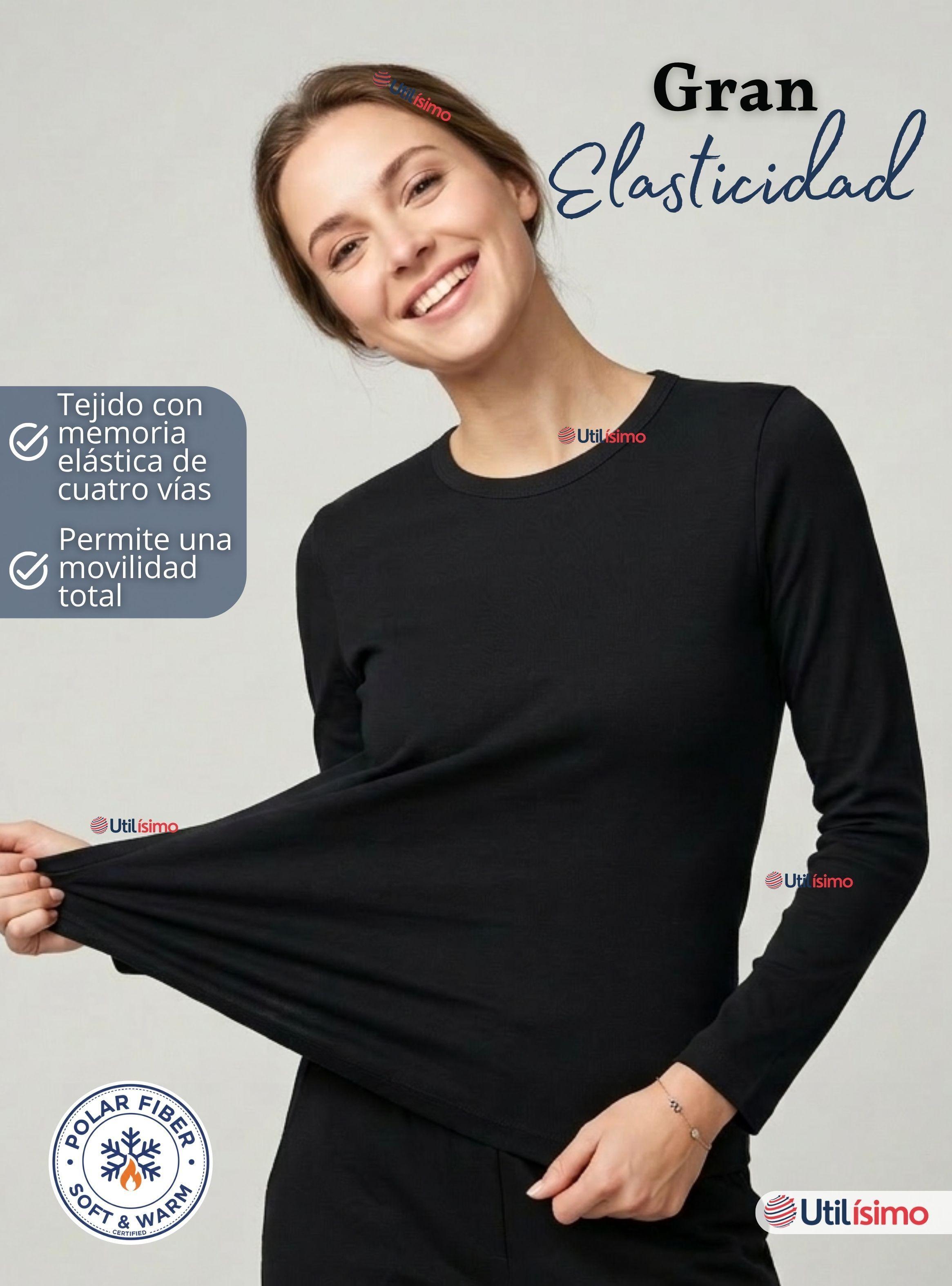 Pack 3 Camisetas Poleras Polar Primera Capa de Color Negro Manga Larga de Mujer-4