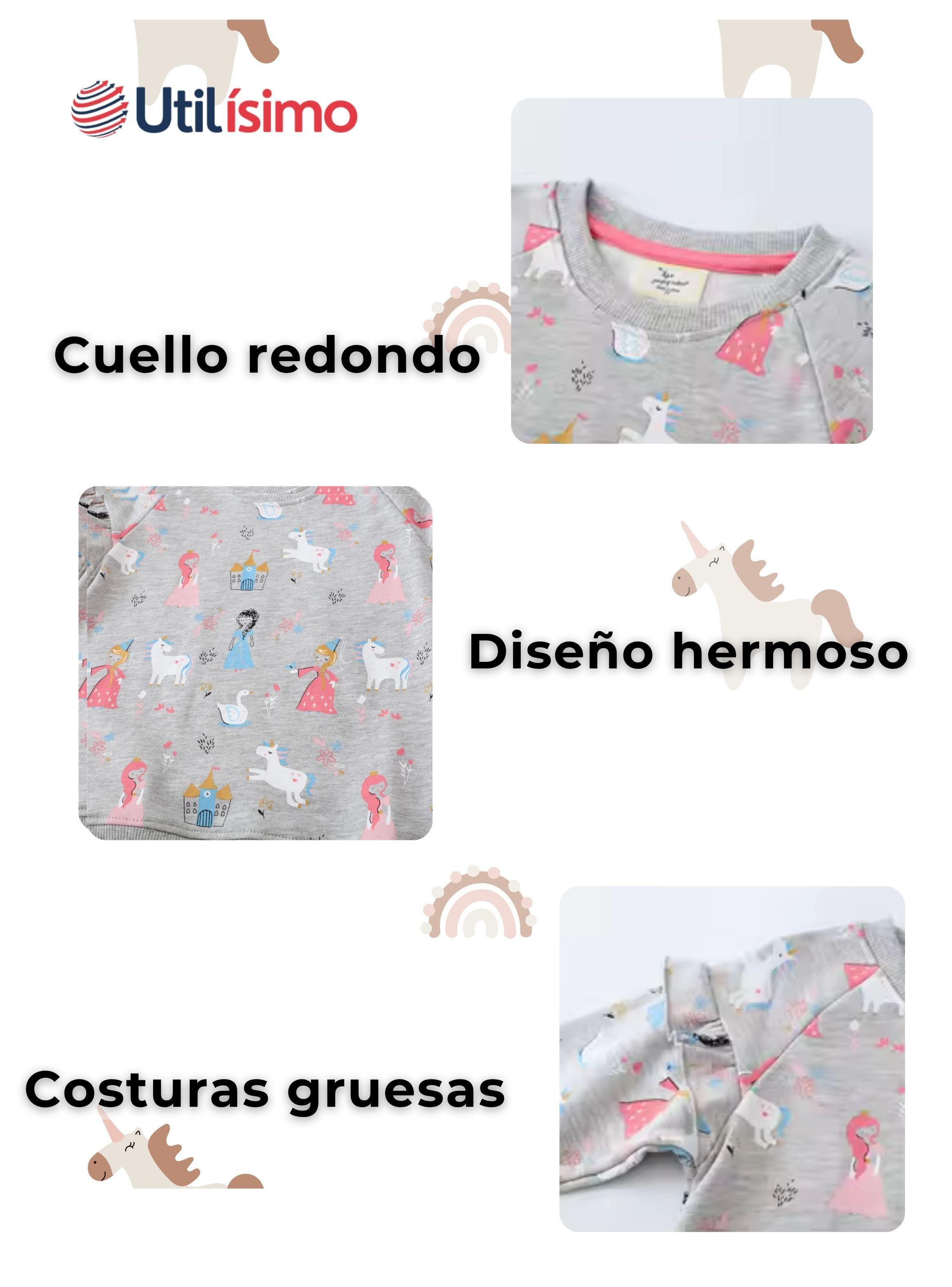 Polerón Algodón Cuello Redondo Niñas Gris Princesas-3