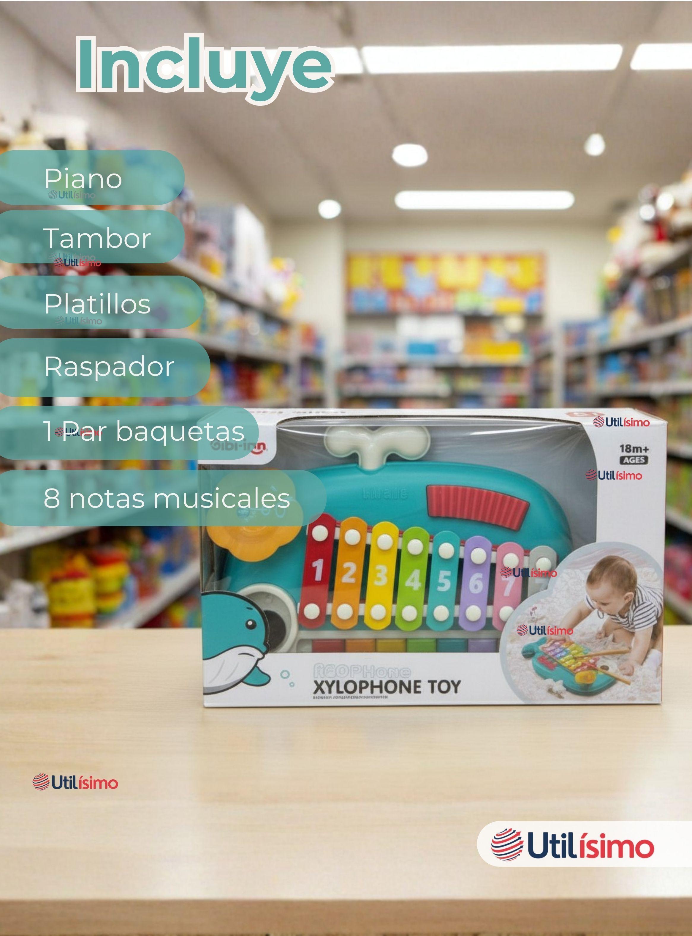 Juguete Xilófono Piano 5 en 1 Bebé Niña Niño Interactivo Notas Multicolor-2