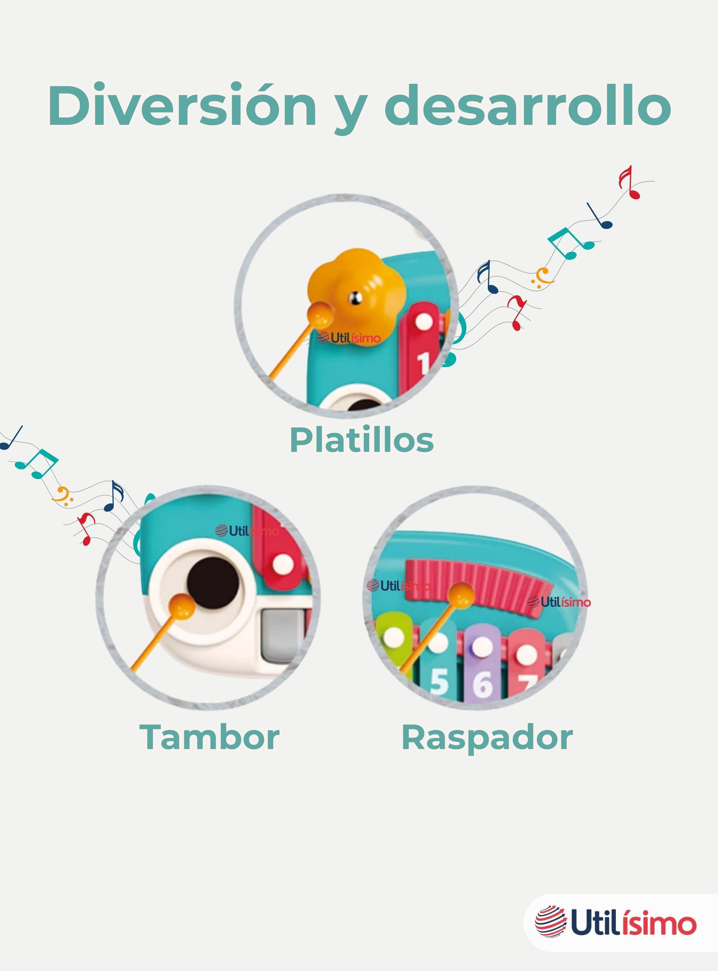 Juguete Xilófono Piano 5 en 1 Bebé Niña Niño Interactivo Notas Multicolor-6