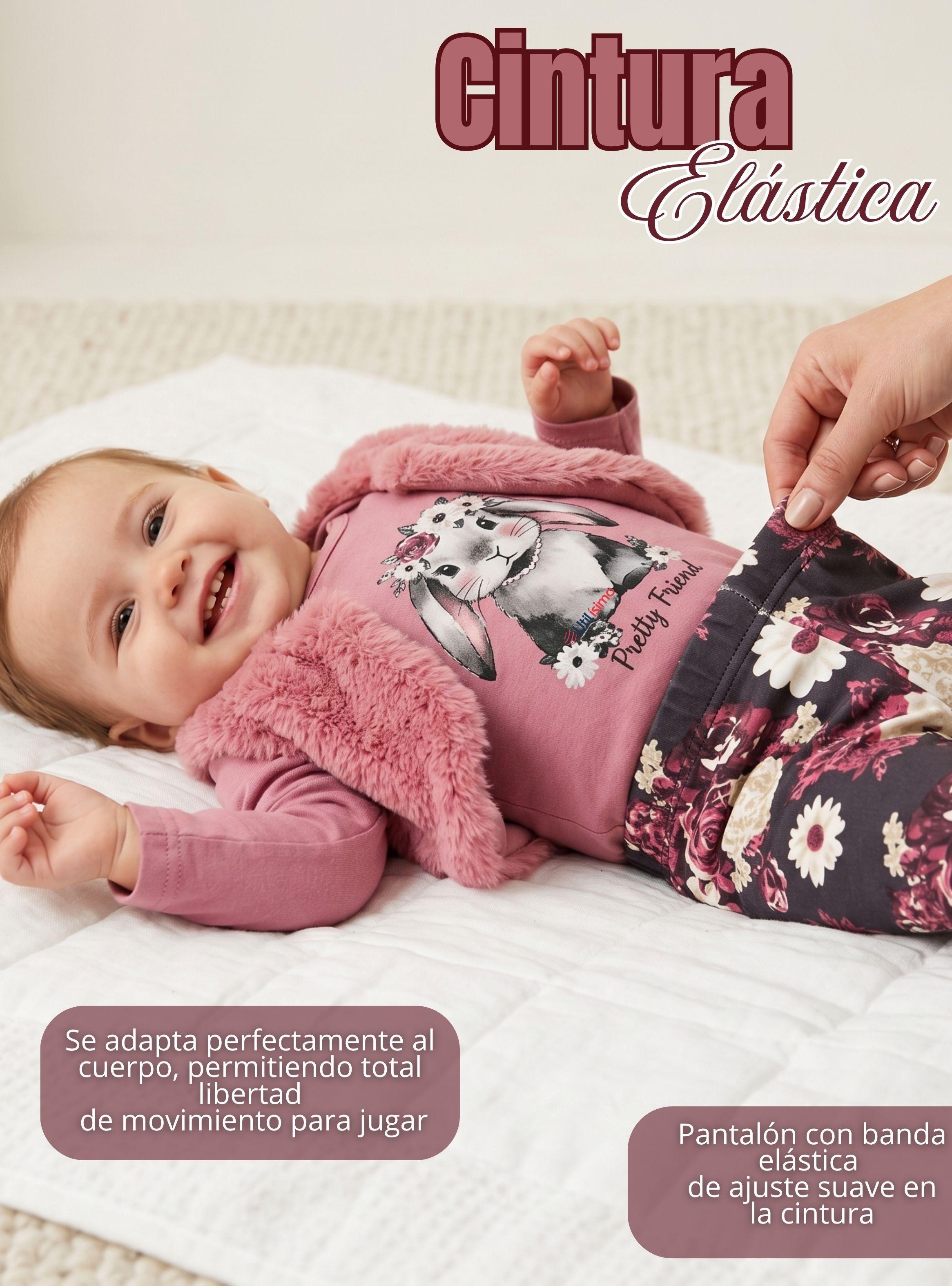 Conjunto Buzo Polera Chaleco 3 Piezas Tedmimak Beautiful Bunny Bebé Niña-6