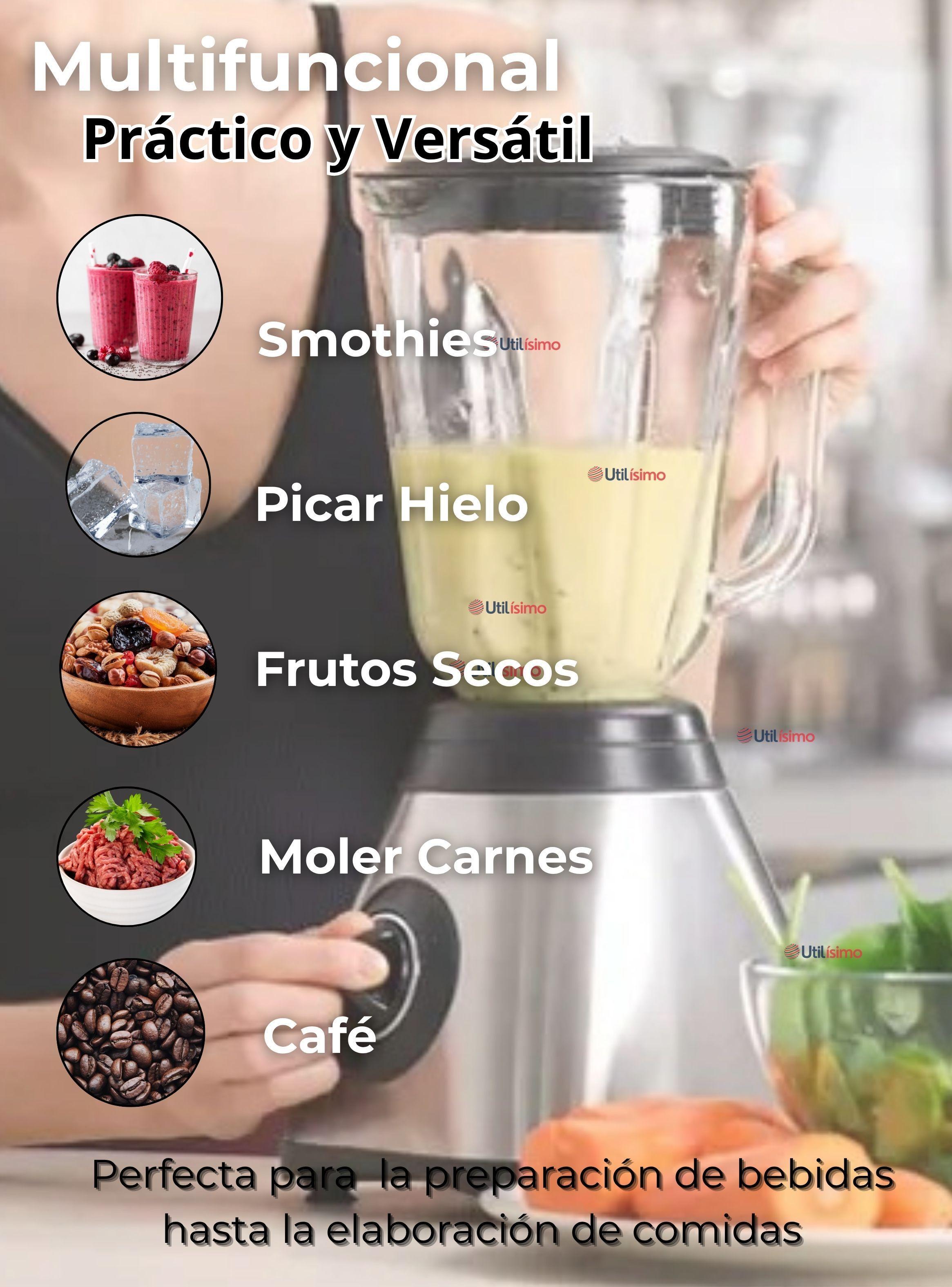 Licuadora Juguera Multifuncional 2 en 1 Picadora con Jarra de Vidrio 1000W de potencia-4