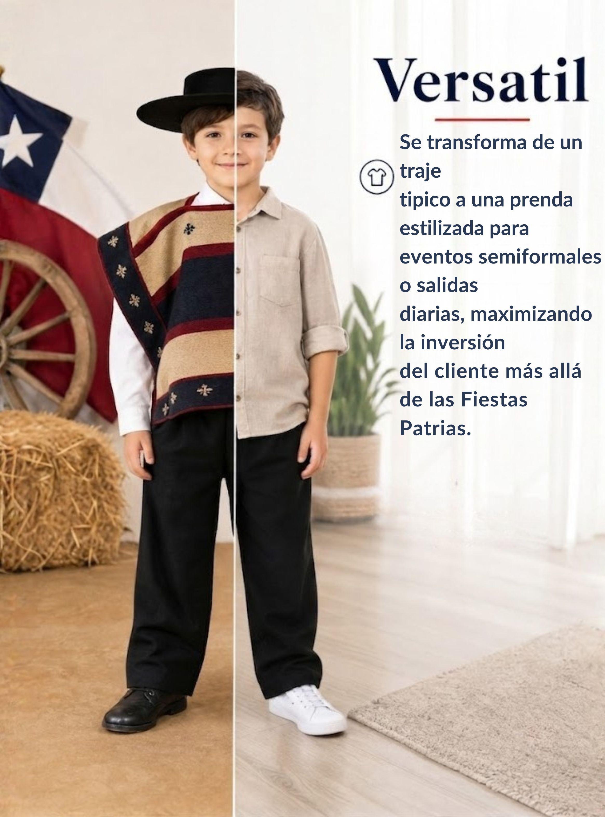 Pantalón Huaso Negro Niño Vestuario Típico Fiestas Patrias-6