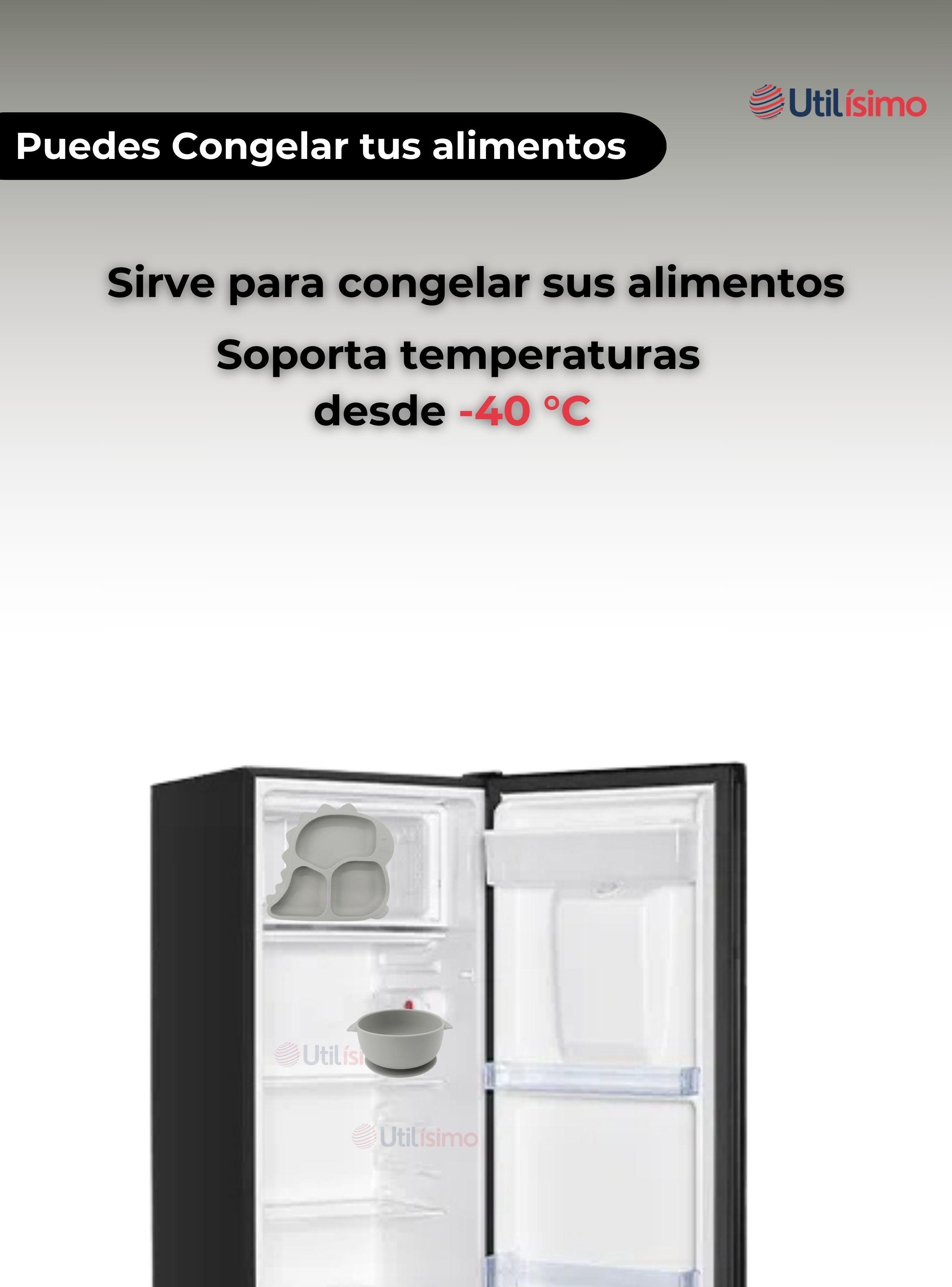Set De Alimentación Bebé Silicona 5 Piezas Dinosaurio Libre BPA Gris-7