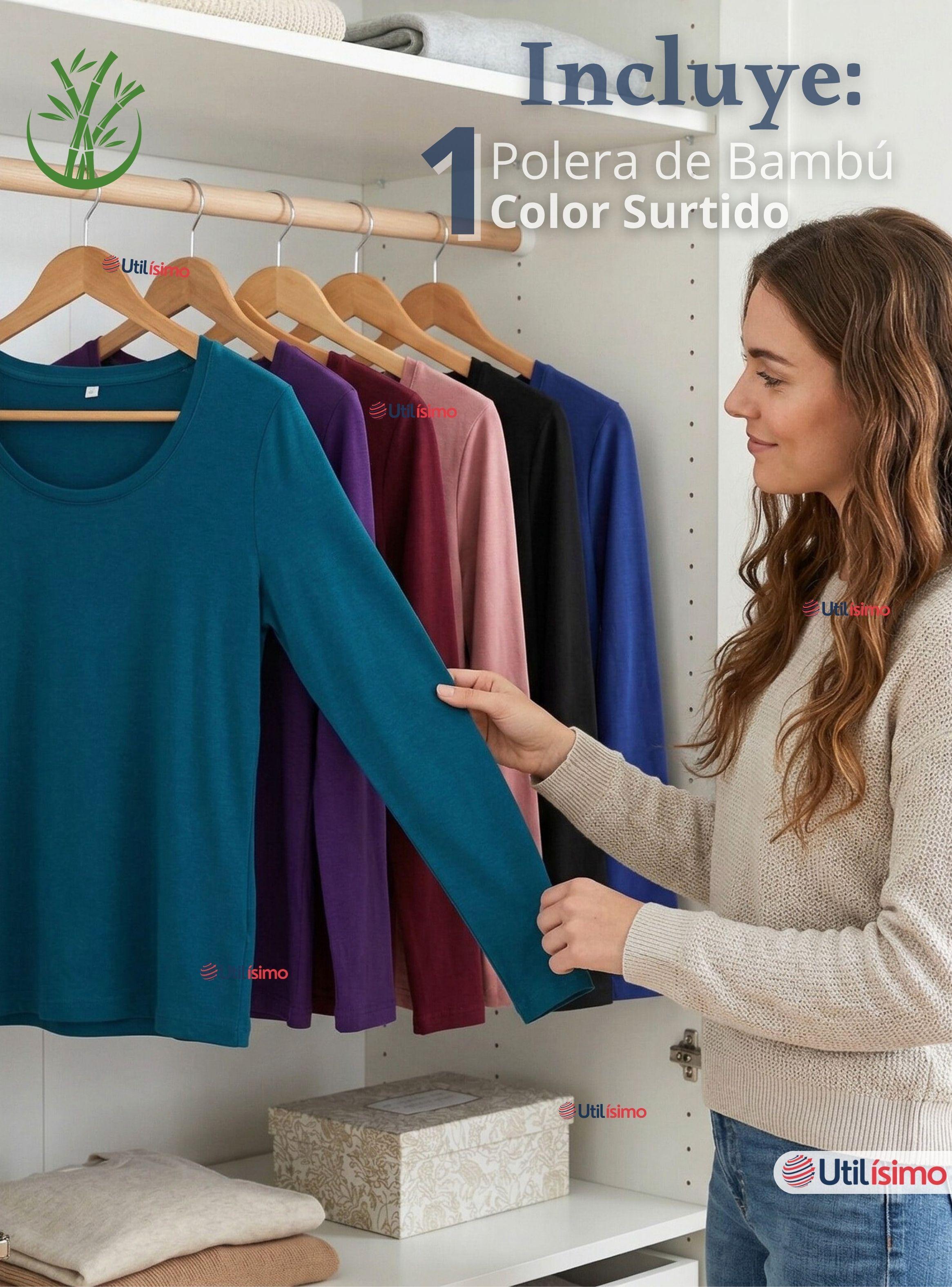 Camiseta Polera Bambú Primera Capa Manga Larga Colores Surtidos Mujer-1