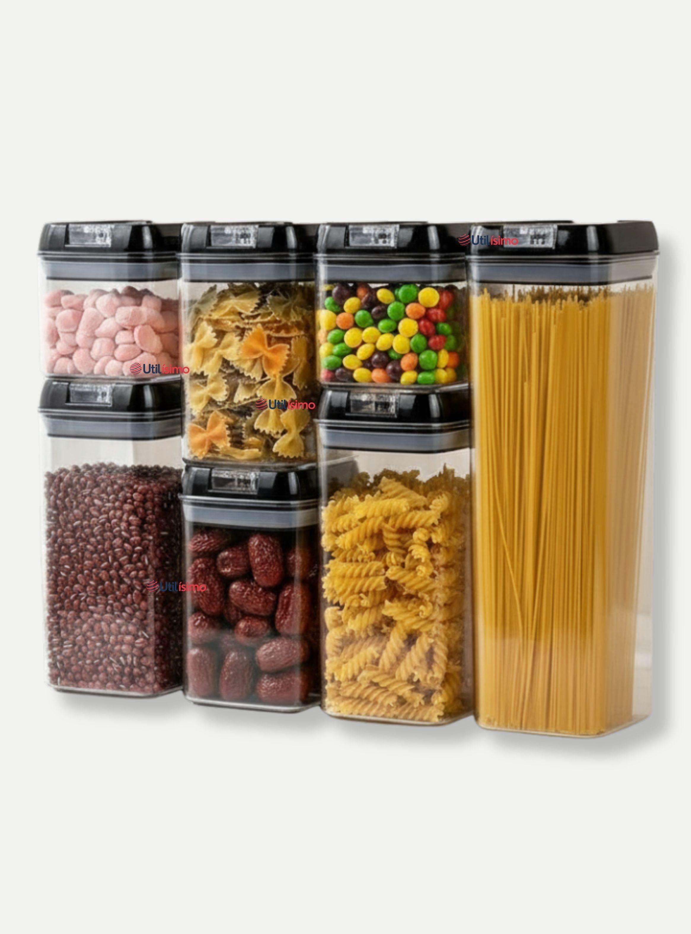 Set Contenedor de Alimentos 7 Piezas Herméticos Plástico Cocina Despensa-0