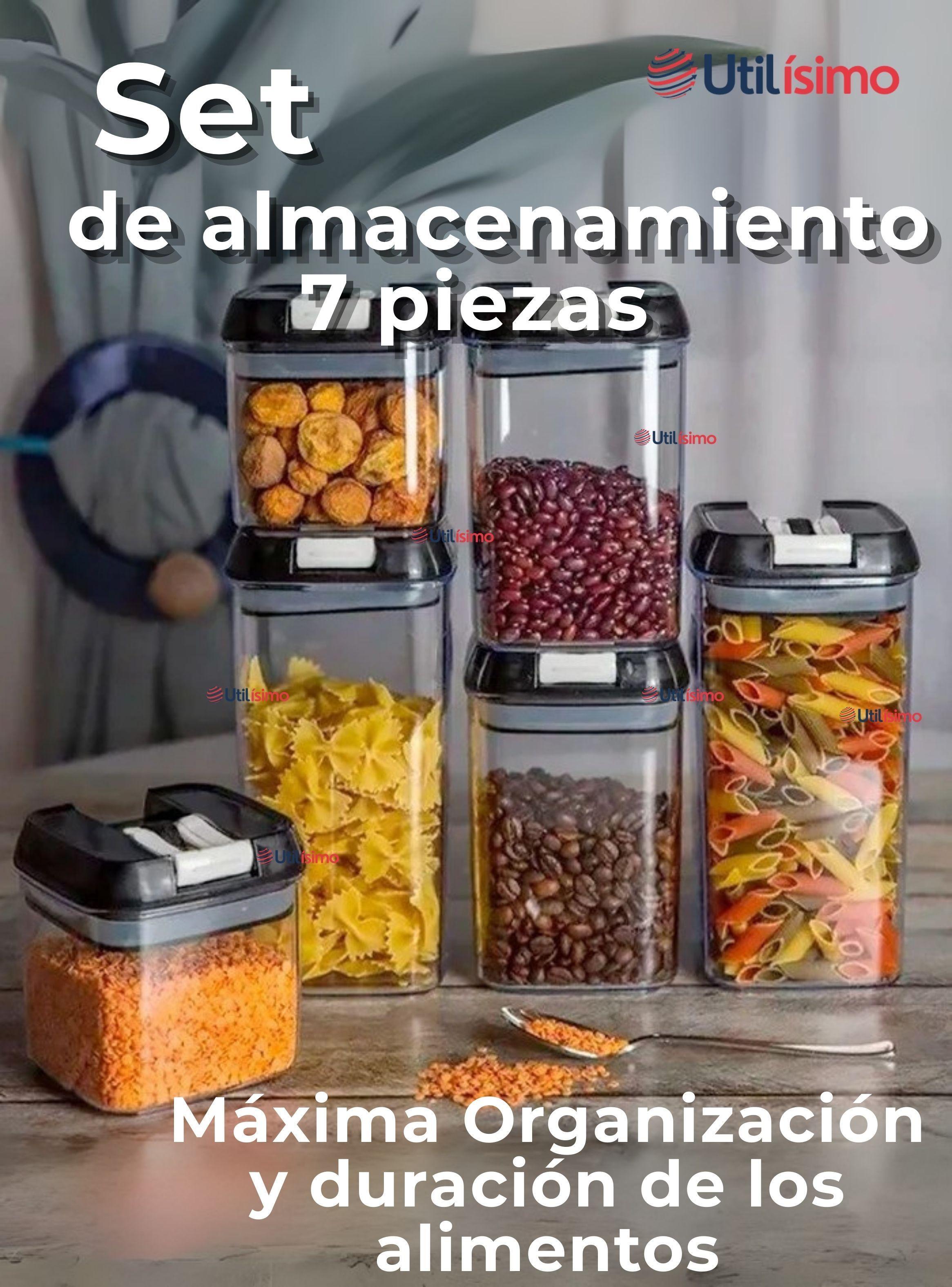 Set Contenedor de Alimentos 7 Piezas Herméticos Plástico Cocina Despensa-1