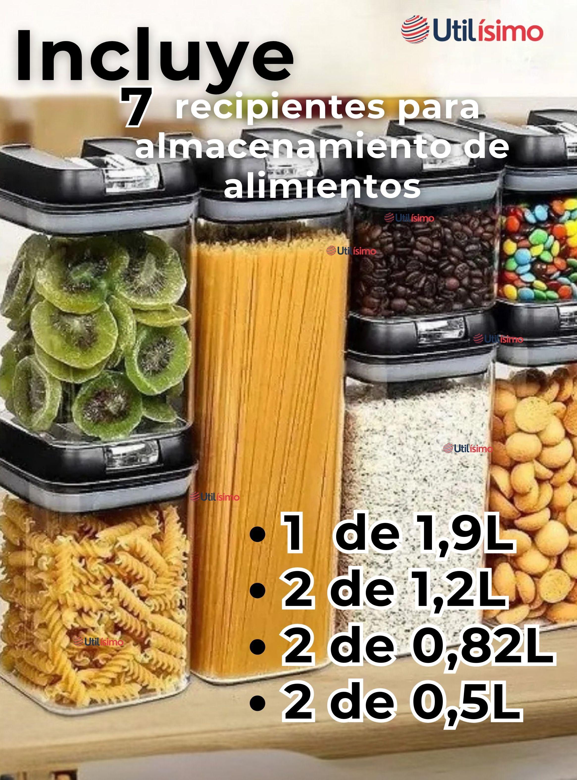 Set Contenedor de Alimentos 7 Piezas Herméticos Plástico Cocina Despensa-4