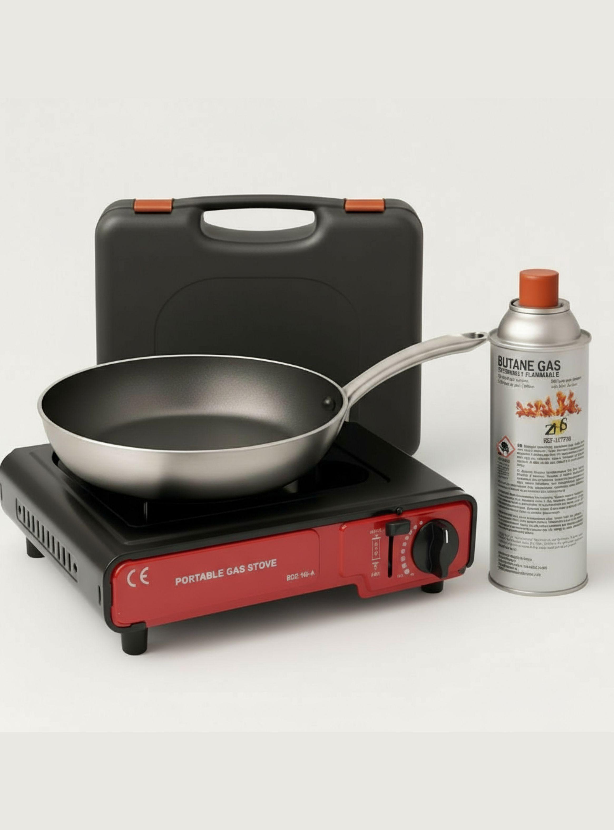 Cocina Cocinilla Camping Portátil + Kit Instalación + Sartén + Lata-1
