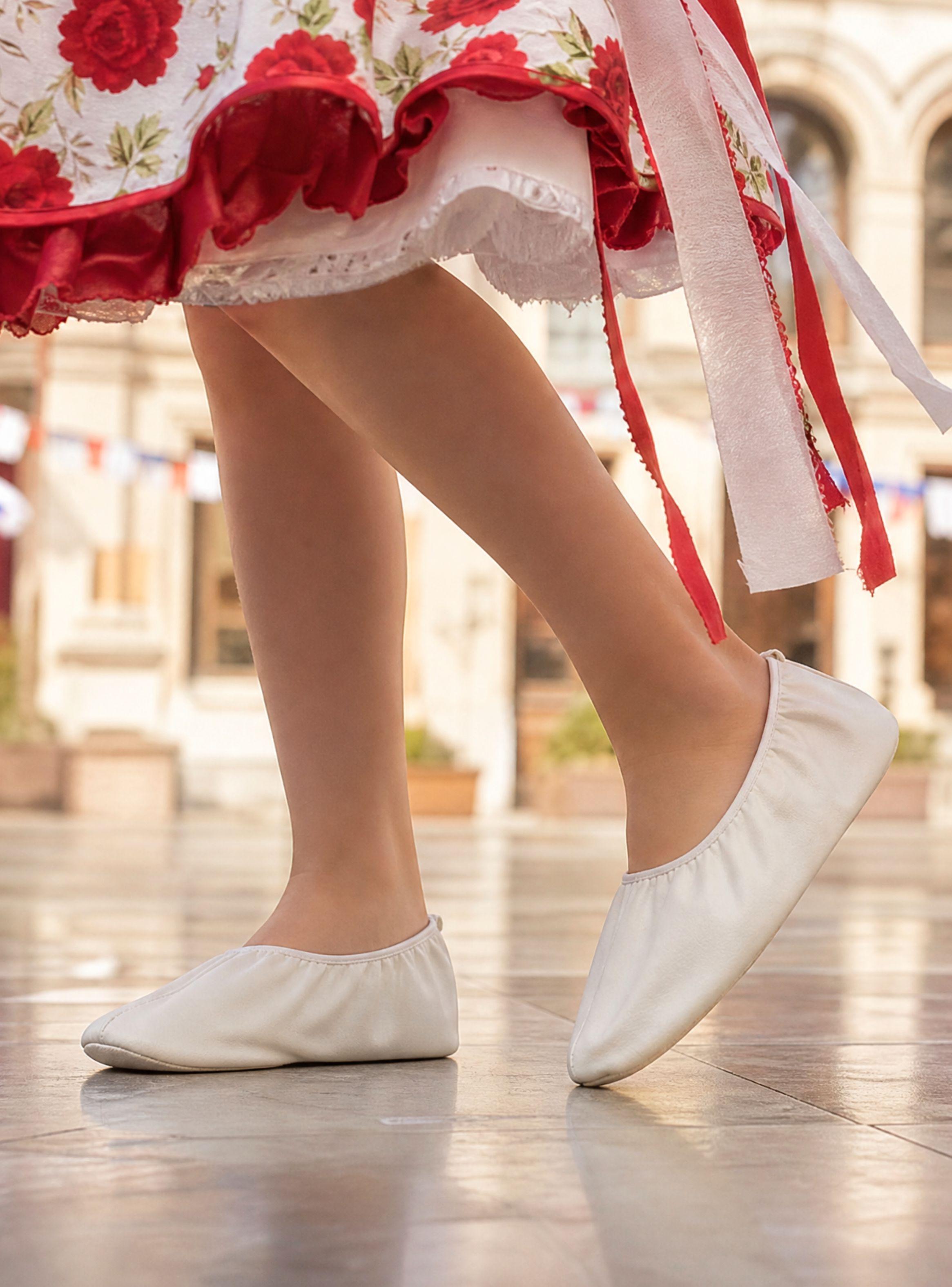 1 Par Zapatillas Chicle Blancas Niña Bailes Danza Fiestas Patrias Tallas 30 31 32 33 34 35-0