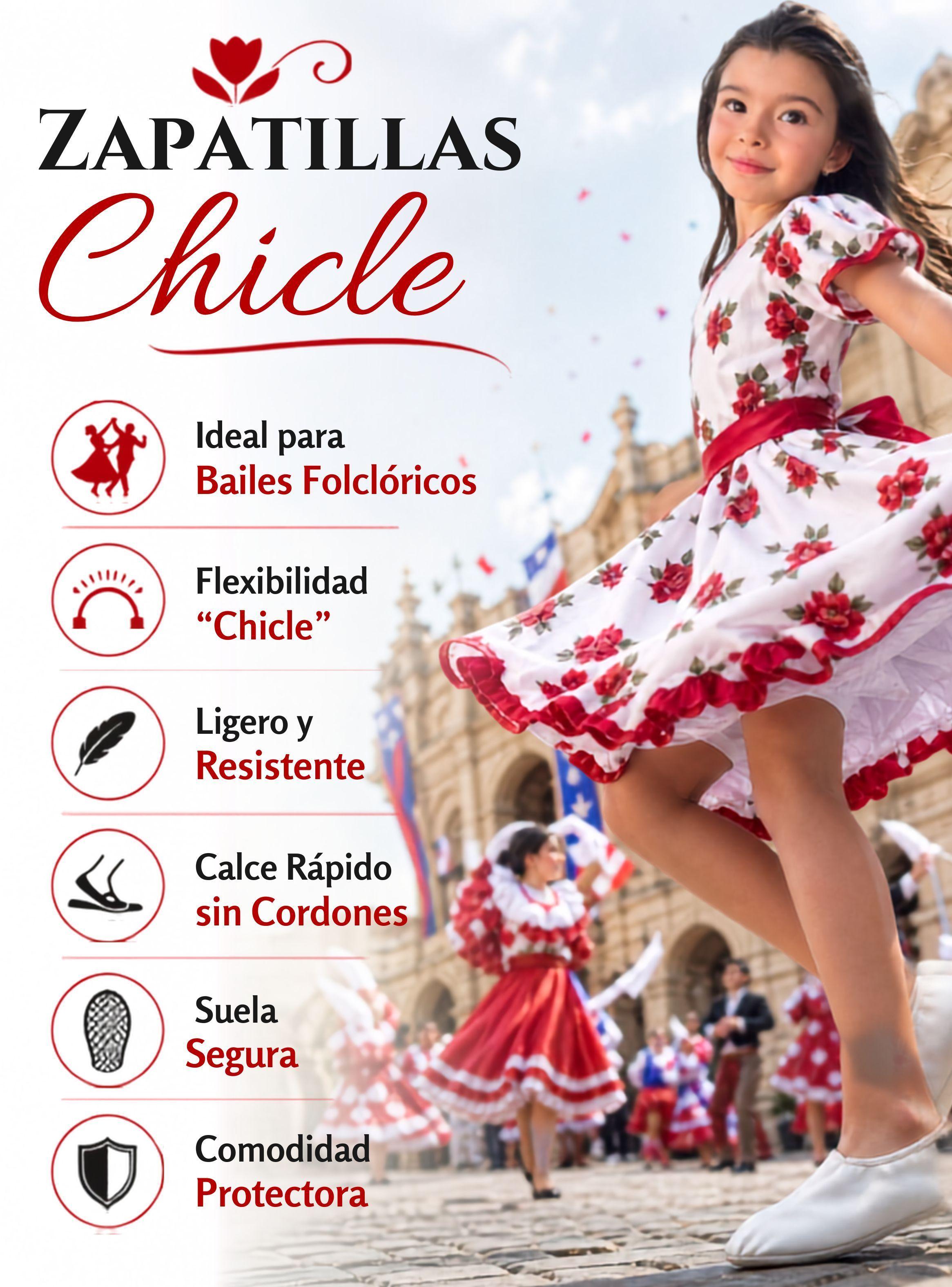 1 Par Zapatillas Chicle Blancas Niña Bailes Danza Fiestas Patrias Tallas 30 31 32 33 34 35-4