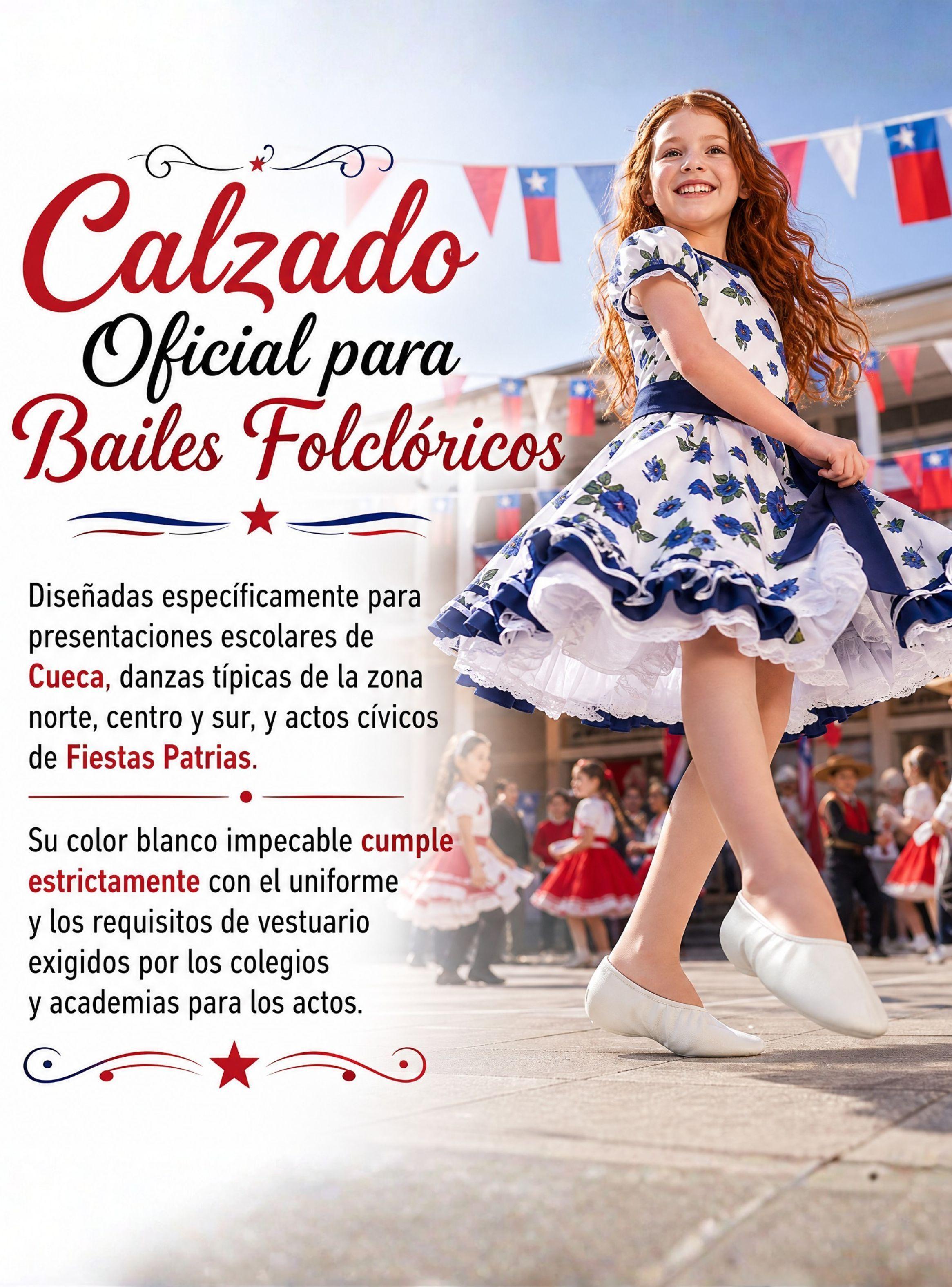 1 Par Zapatillas Chicle Blancas Niña Bailes Danza Fiestas Patrias Tallas 30 31 32 33 34 35-7