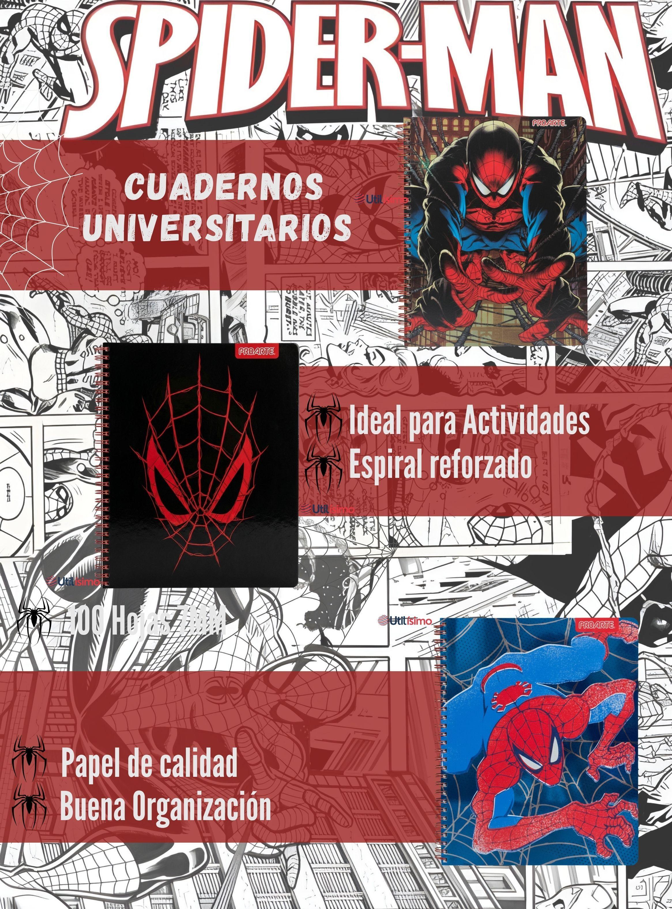 Pack 5 Cuadernos Universitarios SpiderMan 100 Hojas Proarte Diseños Surtidos-2