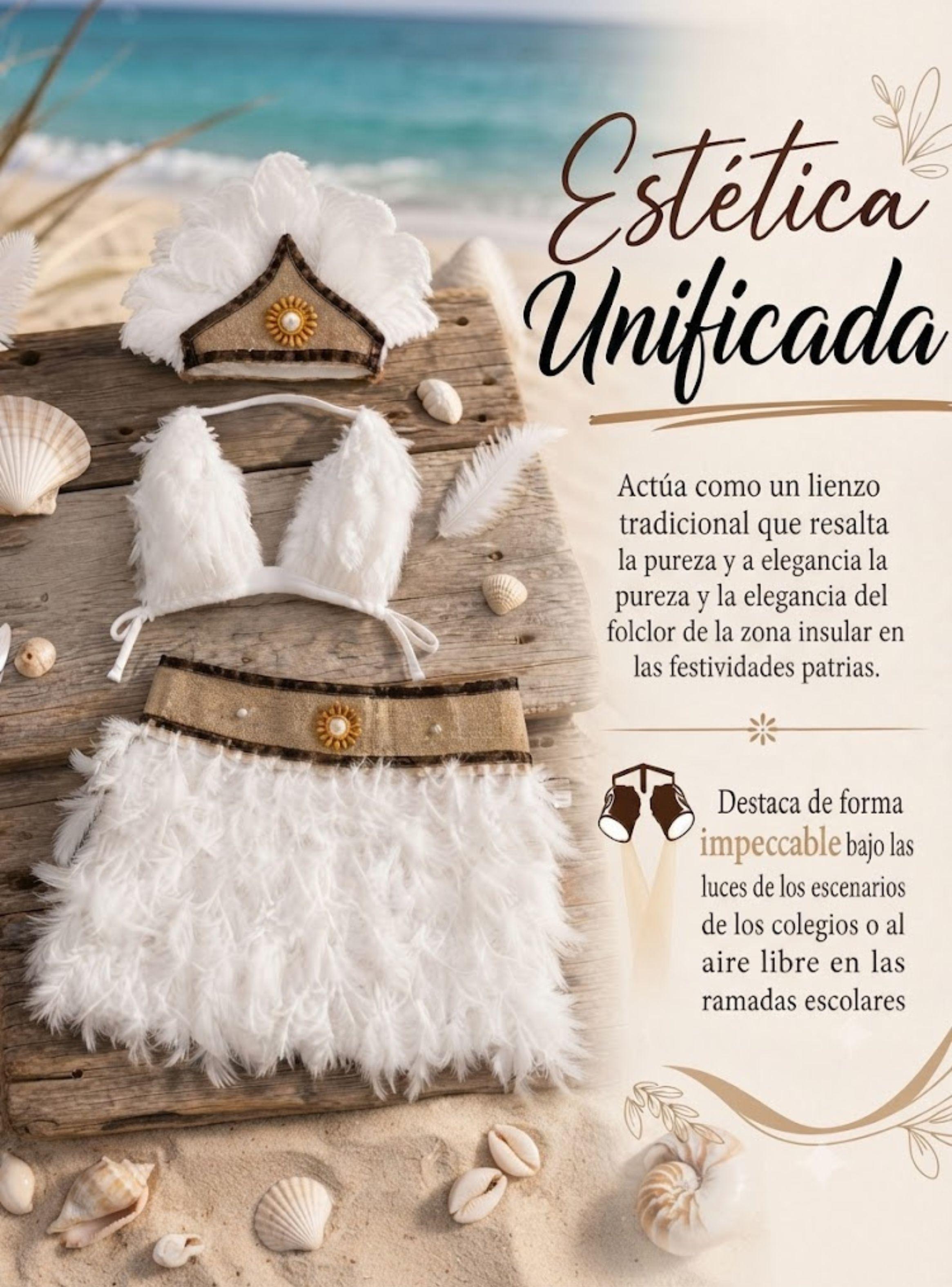 Traje Pascuense Típico Blanco Con Plumas 3 Piezas Niña Rapa Nui Fiestas Patrias-7