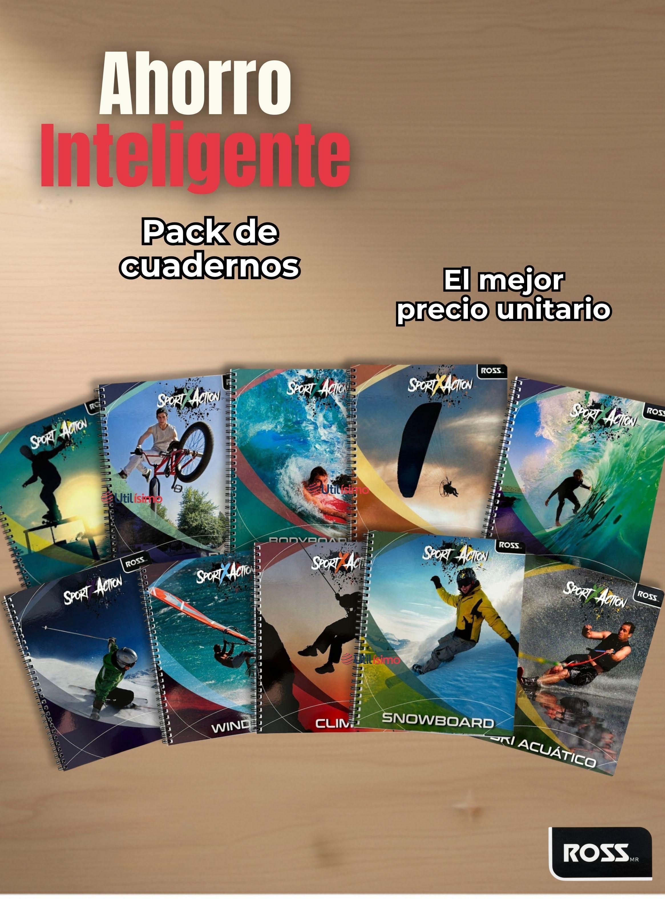 Pack 5 Cuadernos Universitario SportX Action Ross 7mm 100 hojas Diseño Surtido-6