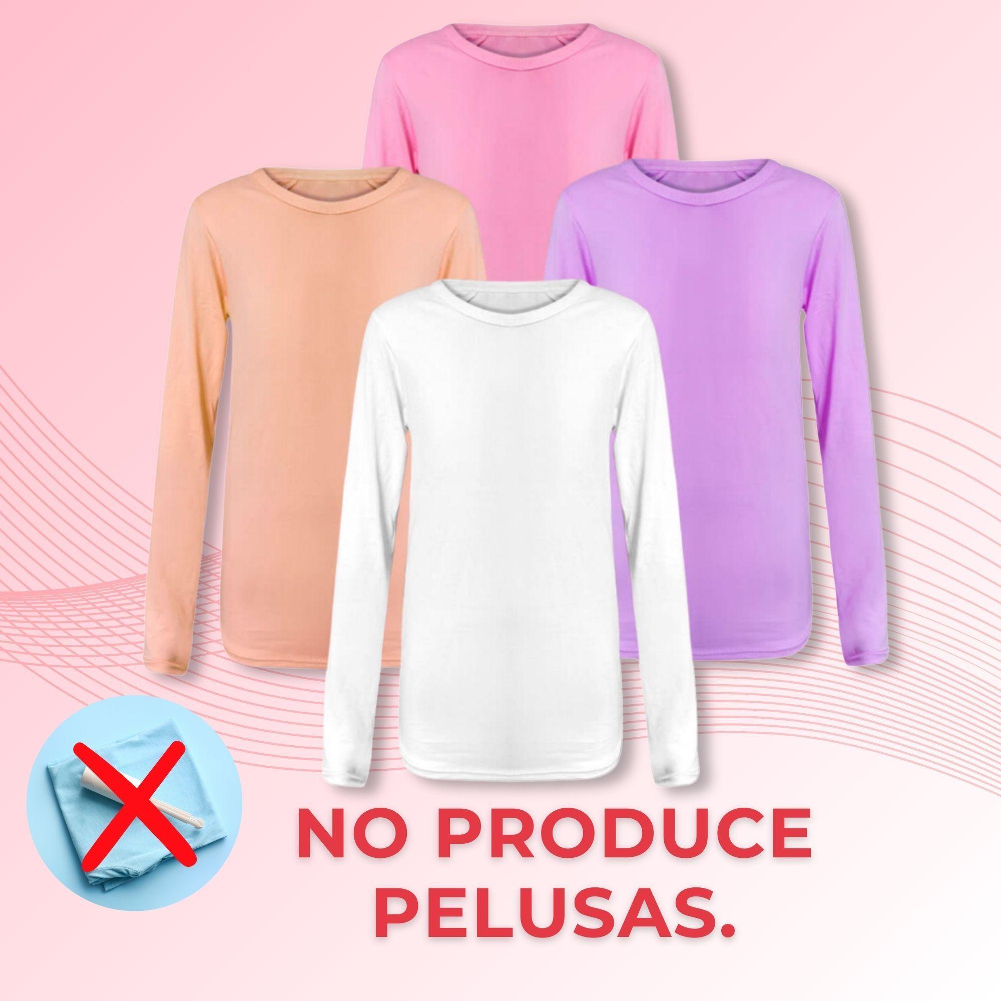 Pack 3 Camisetas Primera Capa Poleras Niña Bambú Manga Larga Surtido-6