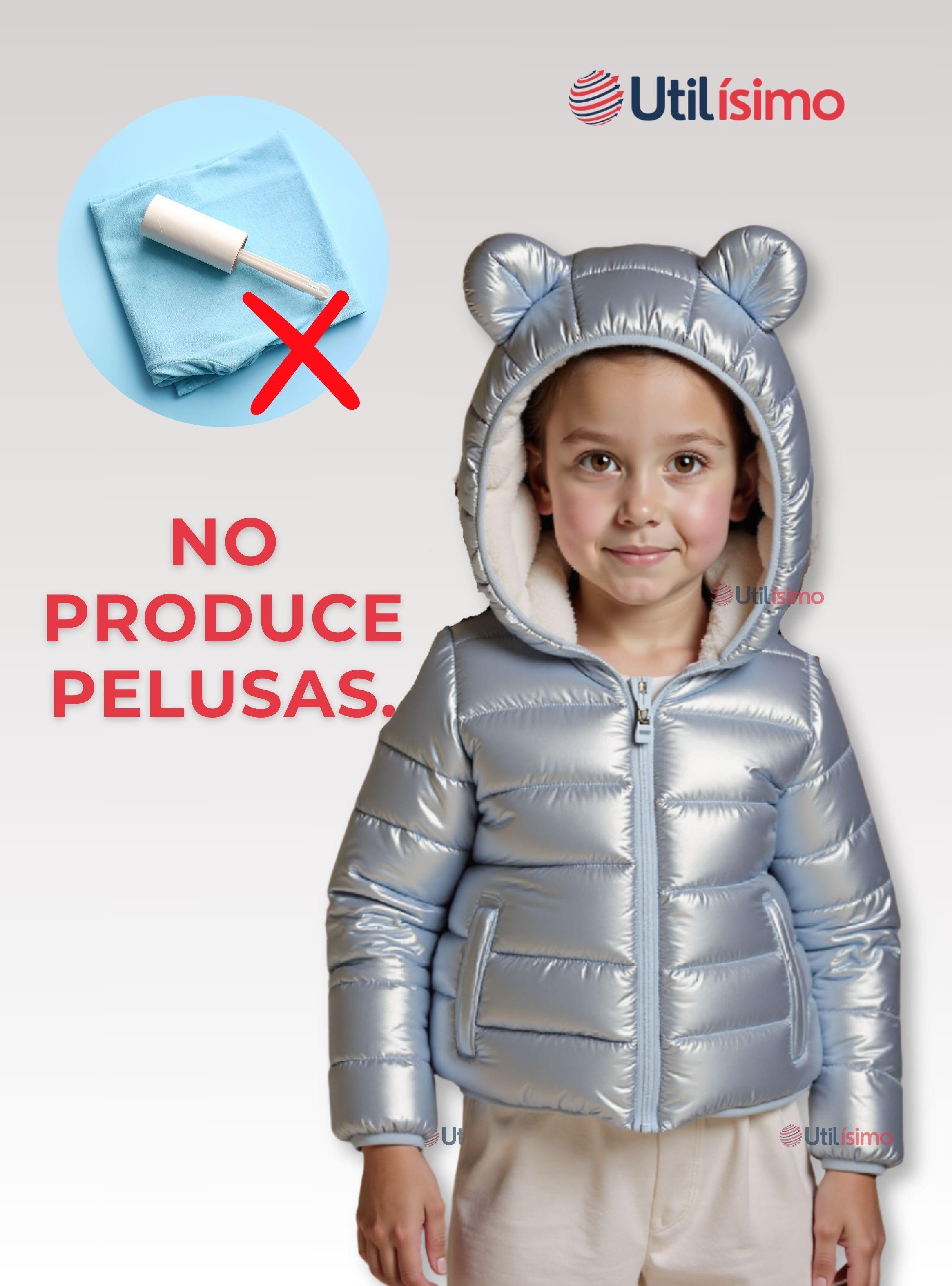 Parka Con Capucha Manga Larga Niña Orejitas Gris Metalizado-6