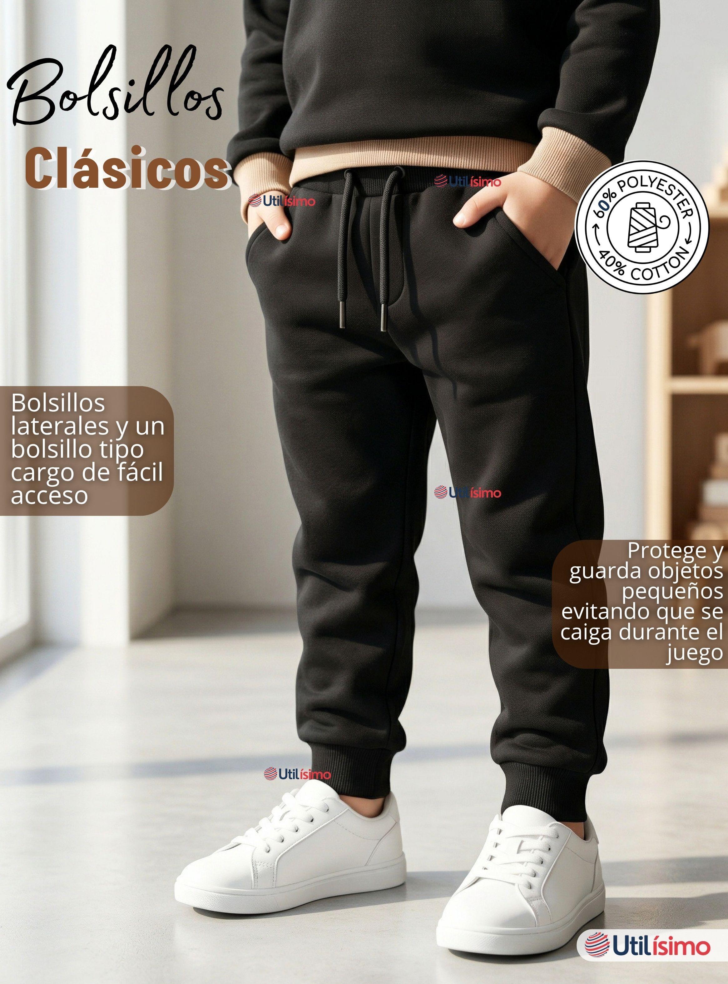 Conjunto 2 Piezas Buzo Pantalón Y Polerón Con Capucha Negro de Niños-7