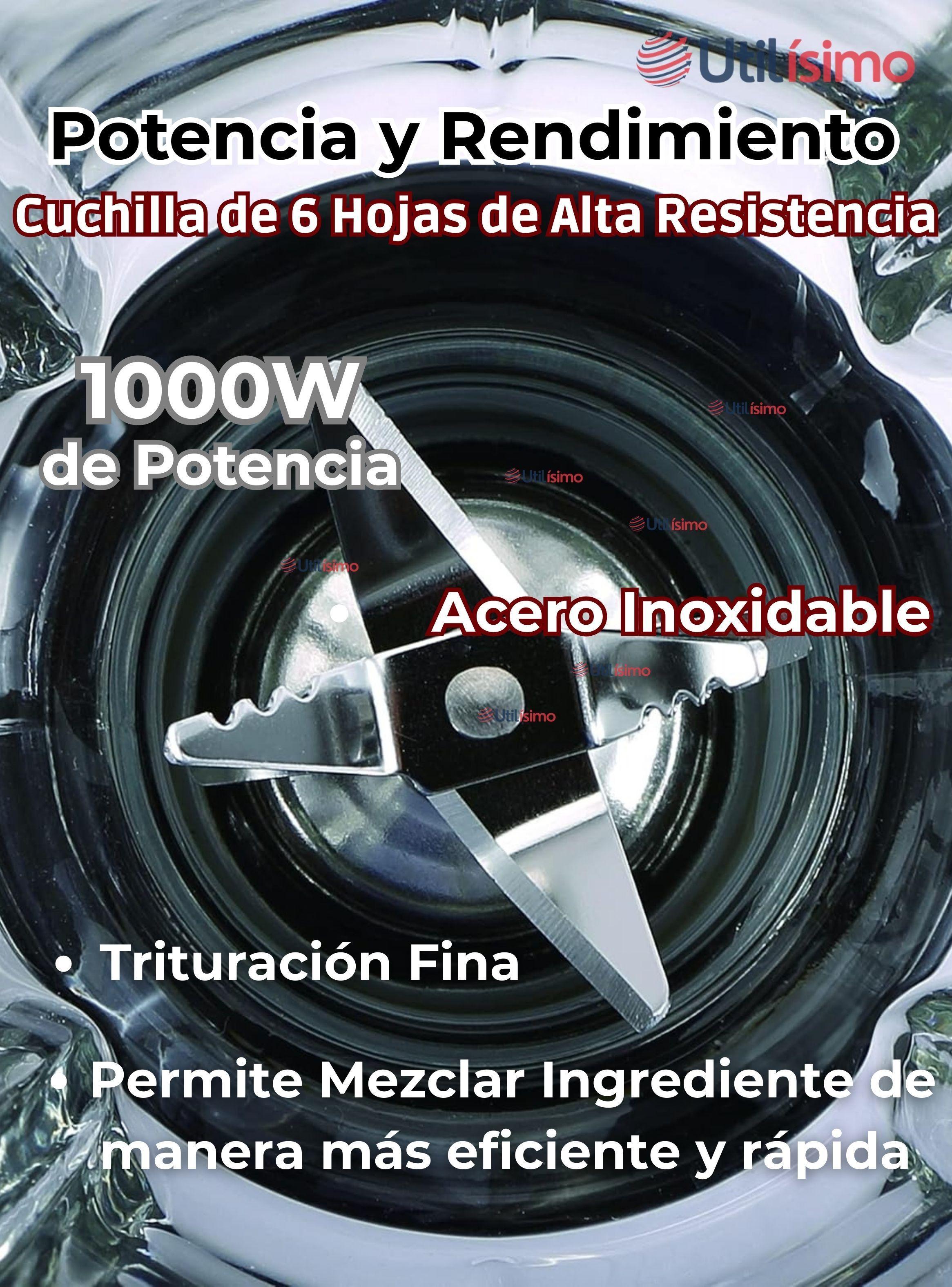 Licuadora Juguera Multifuncional 2 en 1 + Picadora 1000W potencia Jarra de Vidrio-6