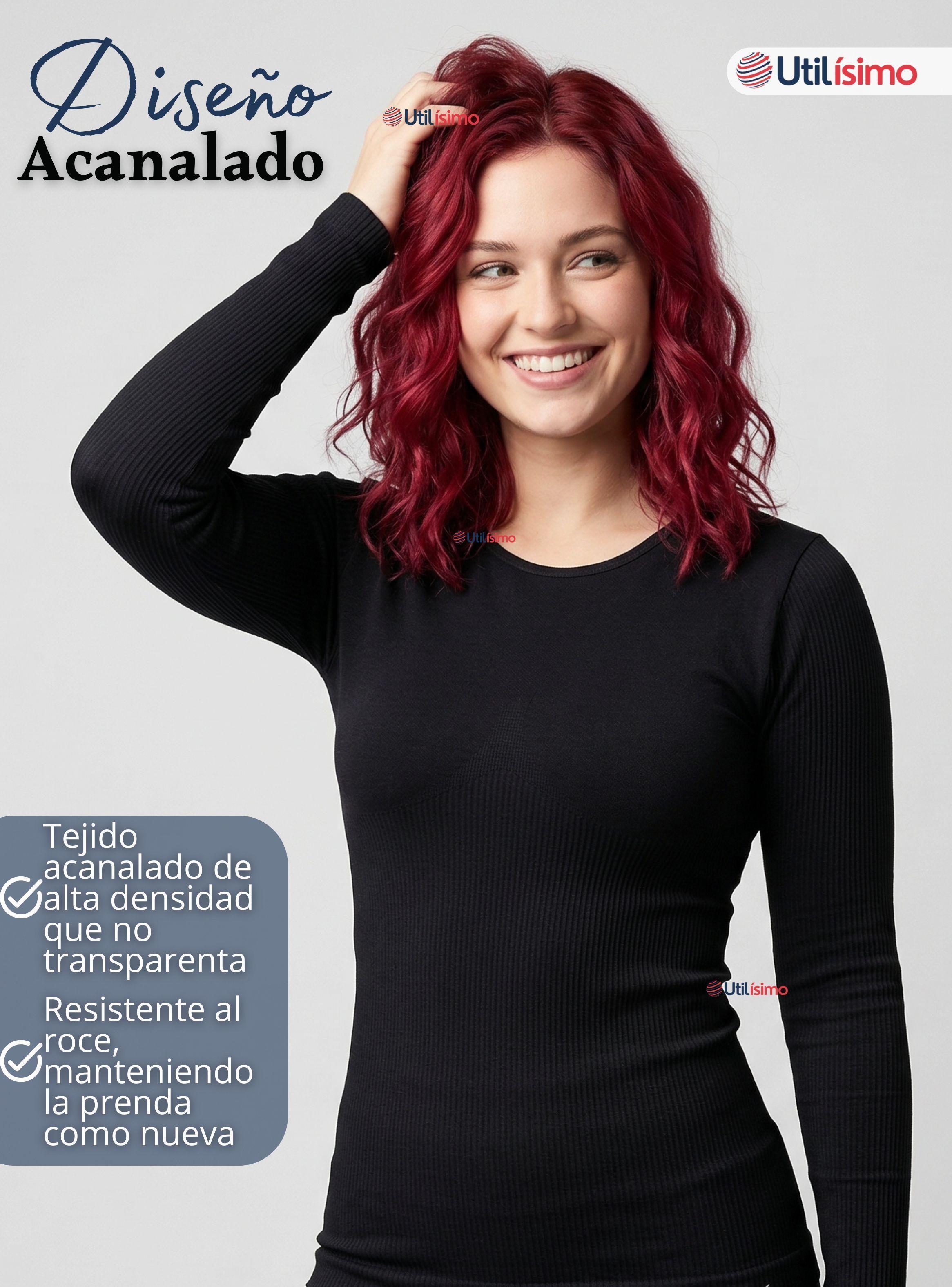 Pack 3 Camiseta Polera Polar Reductora Primera Capa Acanalada Manga Larga Colores Surtidos Mujer-3