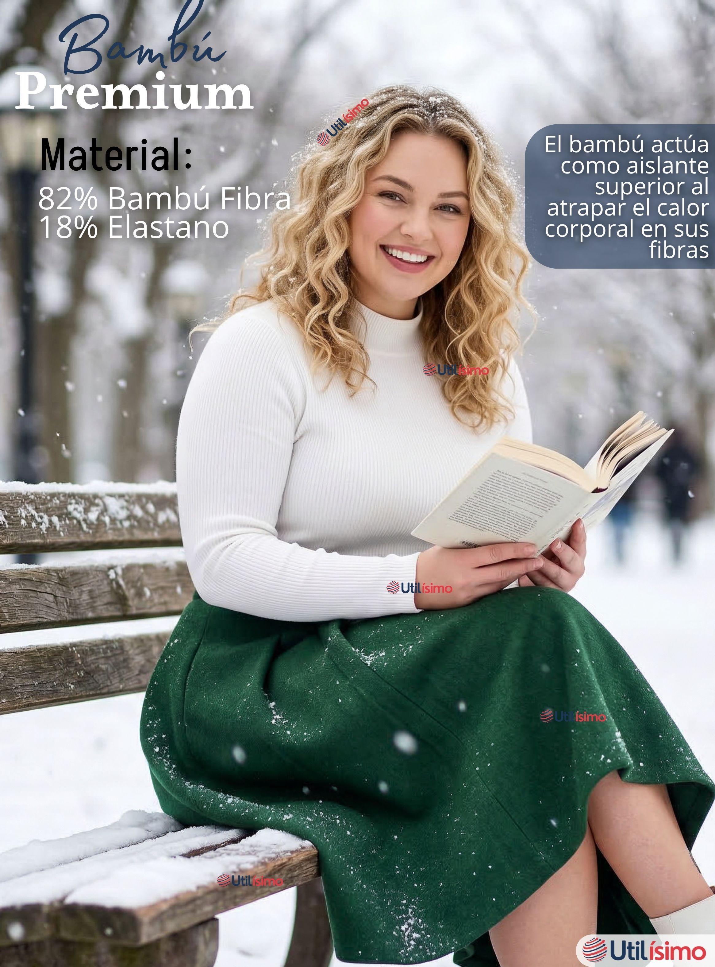 Camiseta Polera Bambú Primera Capa Cuello Beatle Manga Larga Blanco y Negro-4