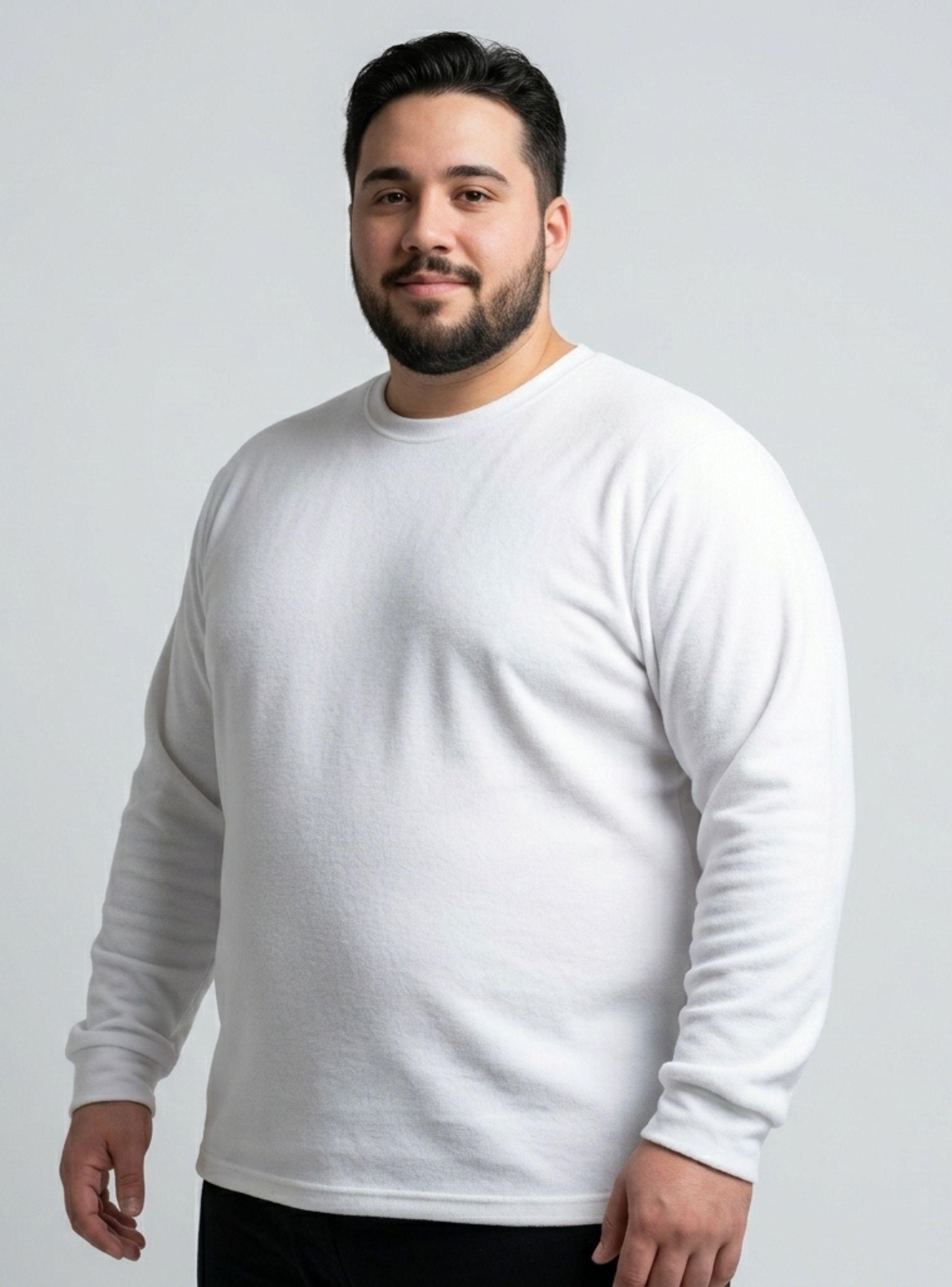 Camiseta Polera de Algodón Primera Capa Manga Larga Hombre Cuello Redondo-0