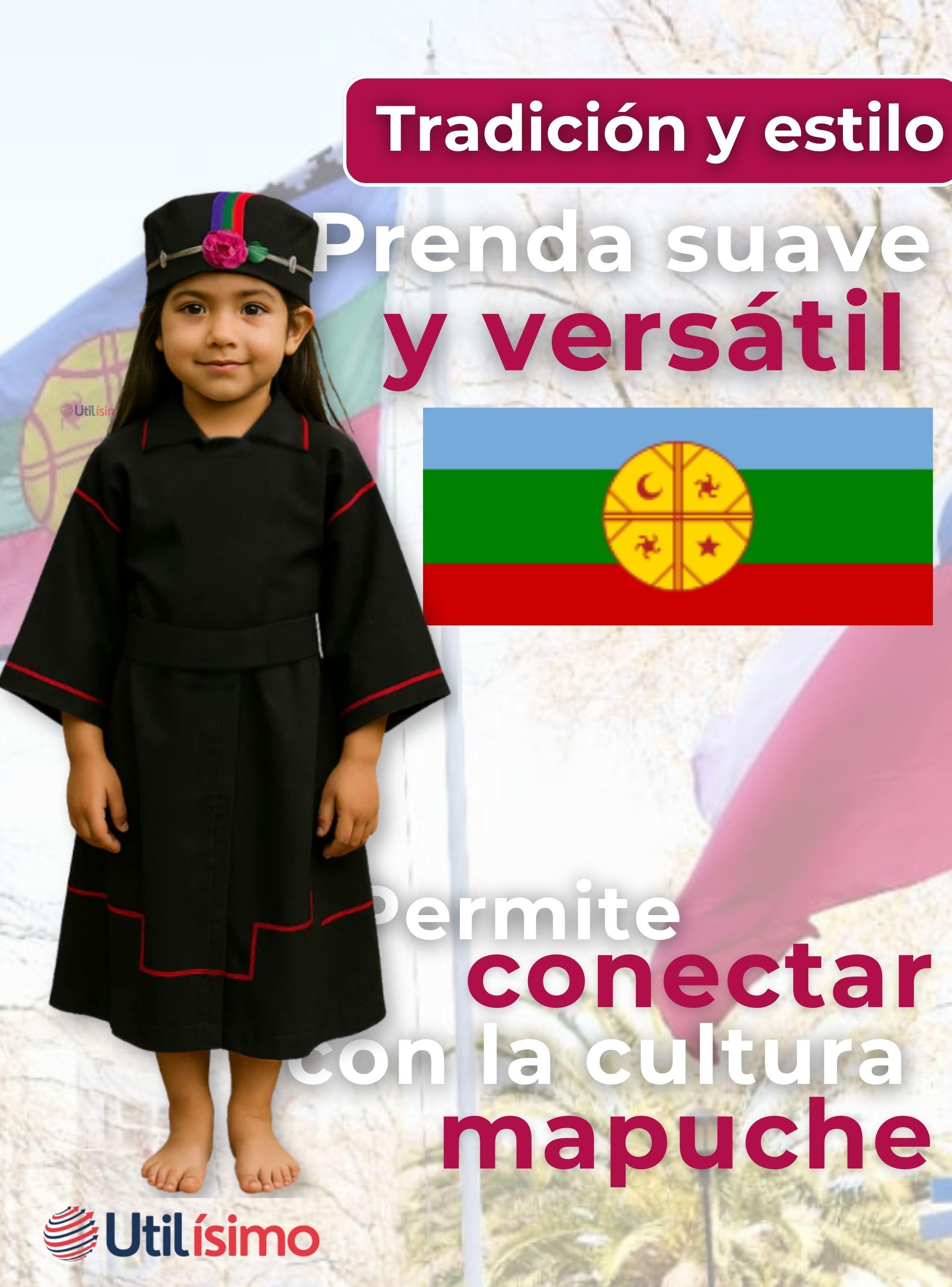 Traje Vestido Mapuche Niña Vestimenta Típica Fiestas Patrias -5