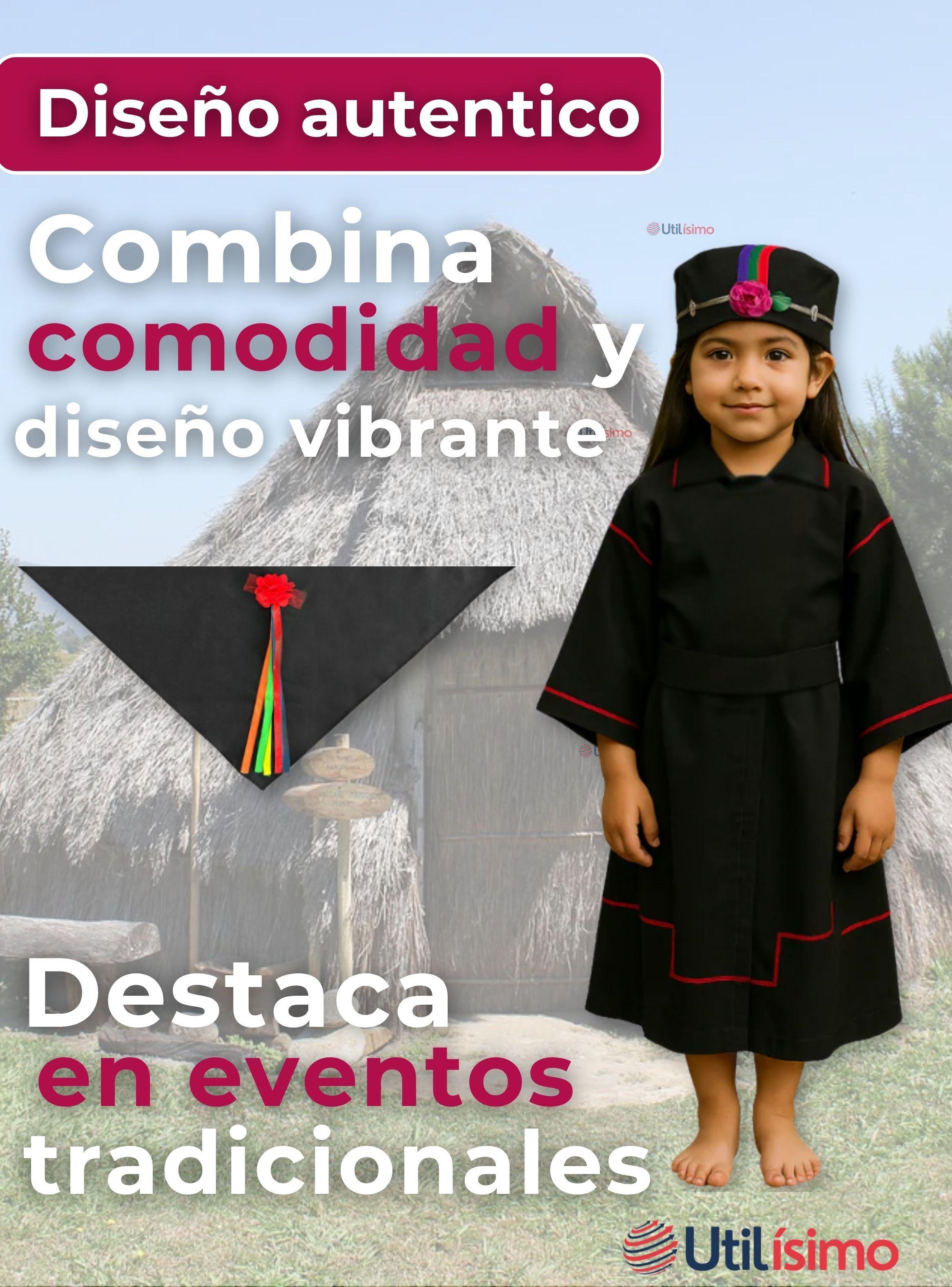 Traje Vestido Mapuche Niña Vestimenta Típica Fiestas Patrias -6