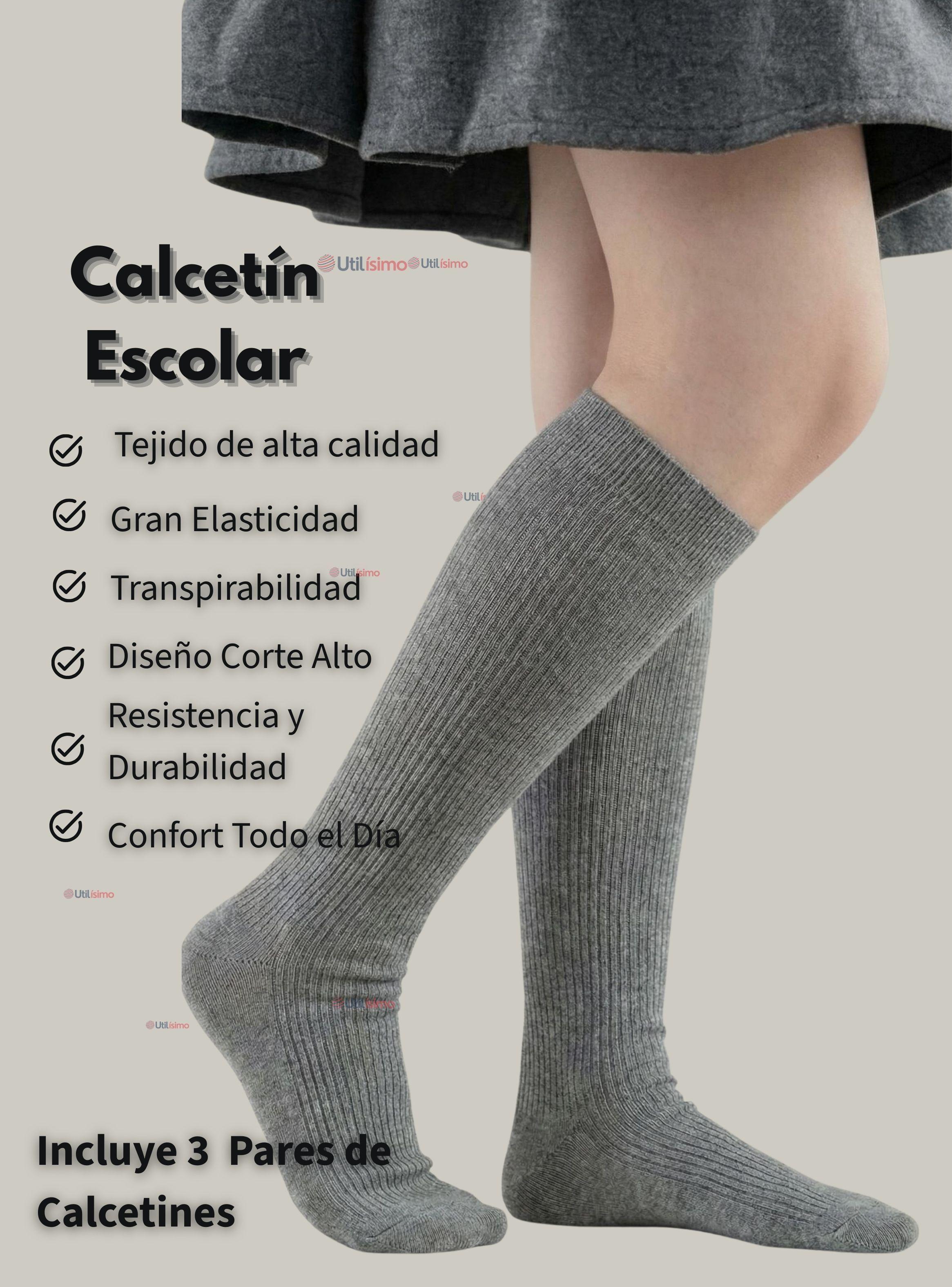 Pack 3 Calcetines Escolares Largo Acrílico Color Gris Niñas-2