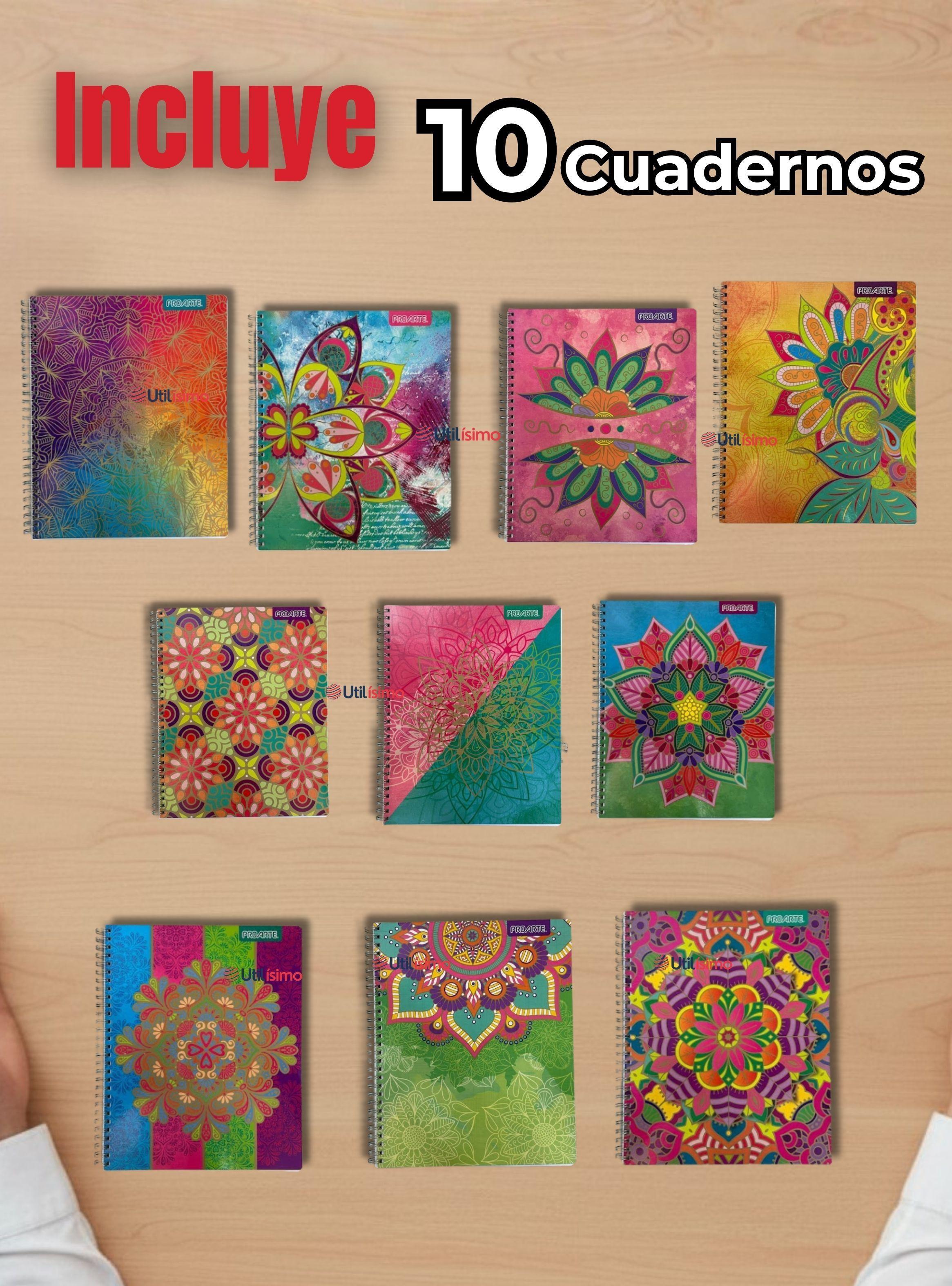 Pack 10 Cuadernos Universitario Mandalas Proarte 7mm 100 hojas Diseños Surtidos-1
