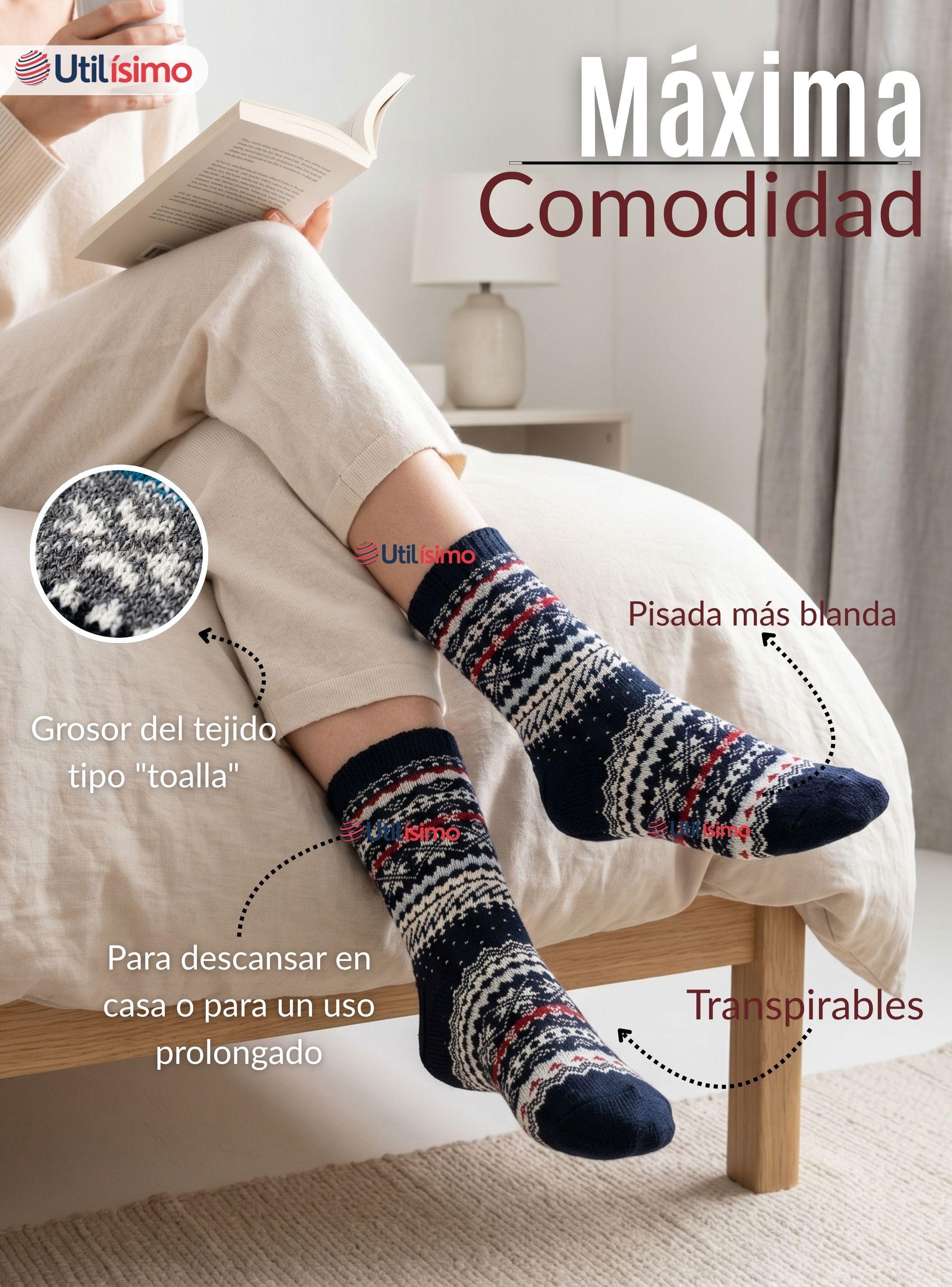 Pack 6 Calcetines Toalla Grueso Mujer Color Surtidos Frío Invierno-7