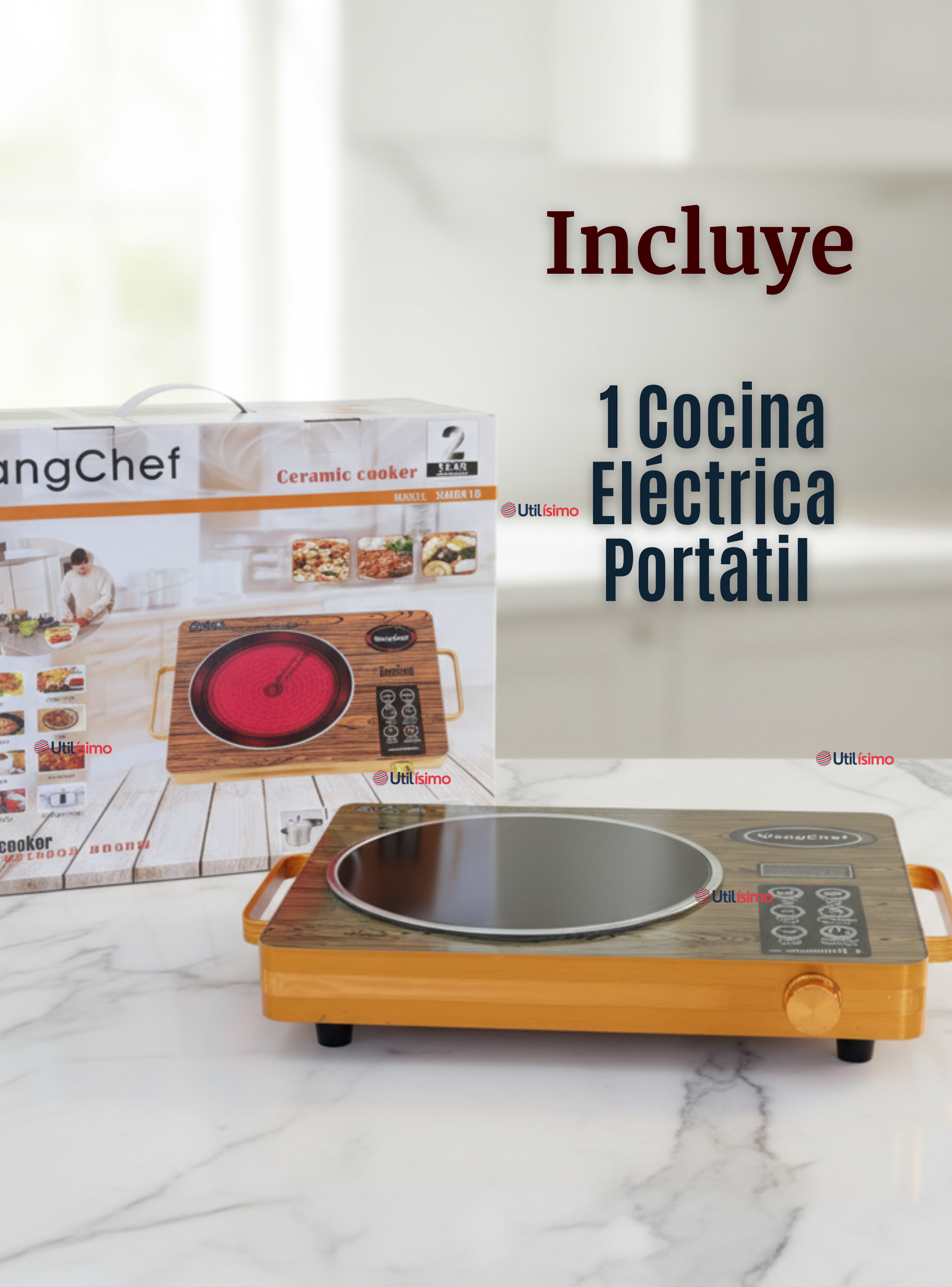 Cocina Eléctrica Cocinilla de 3500w Encimera 1 Plato Portátil-2
