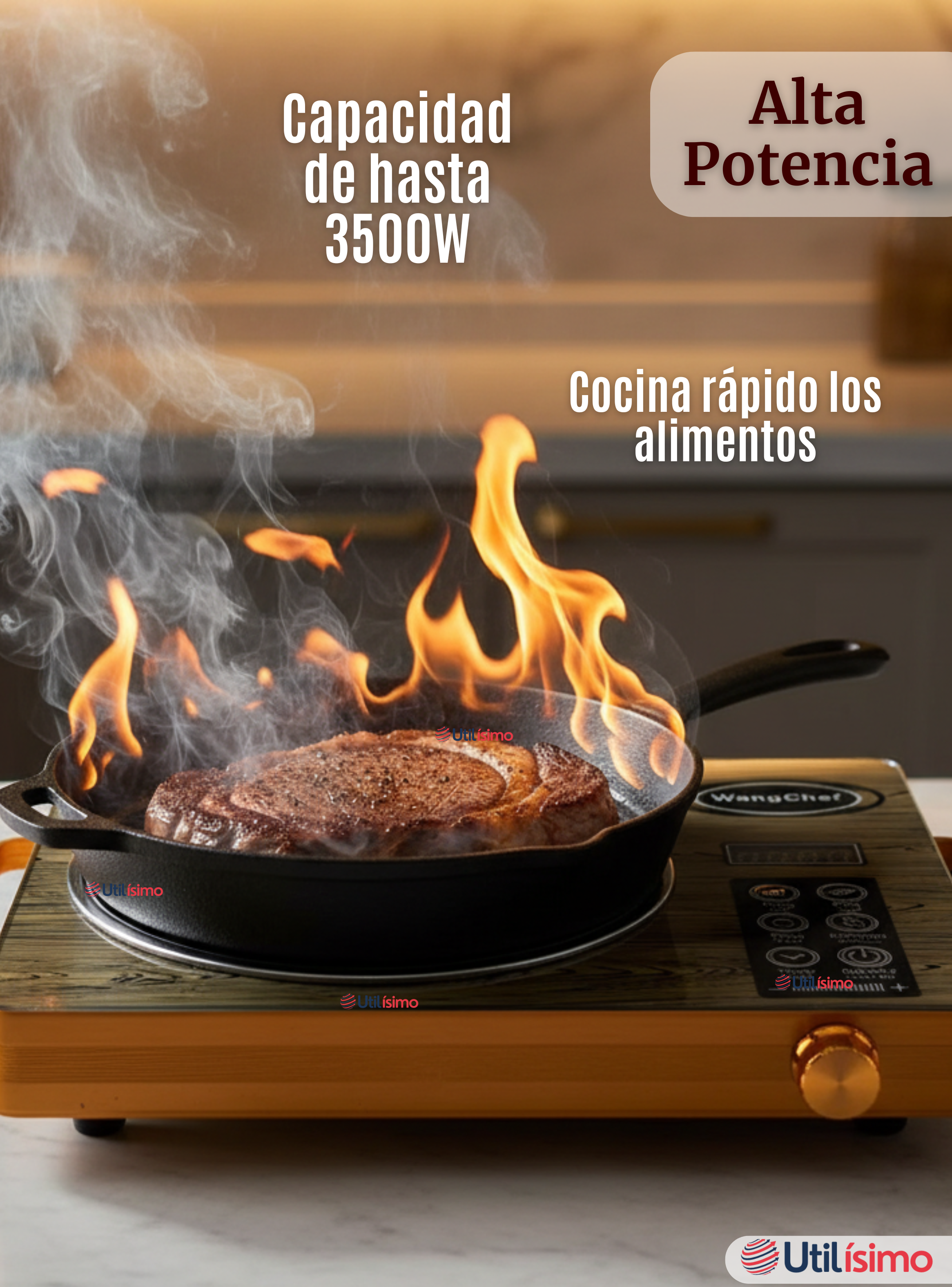 Cocina Eléctrica Cocinilla de 3500w Encimera 1 Plato Portátil-5