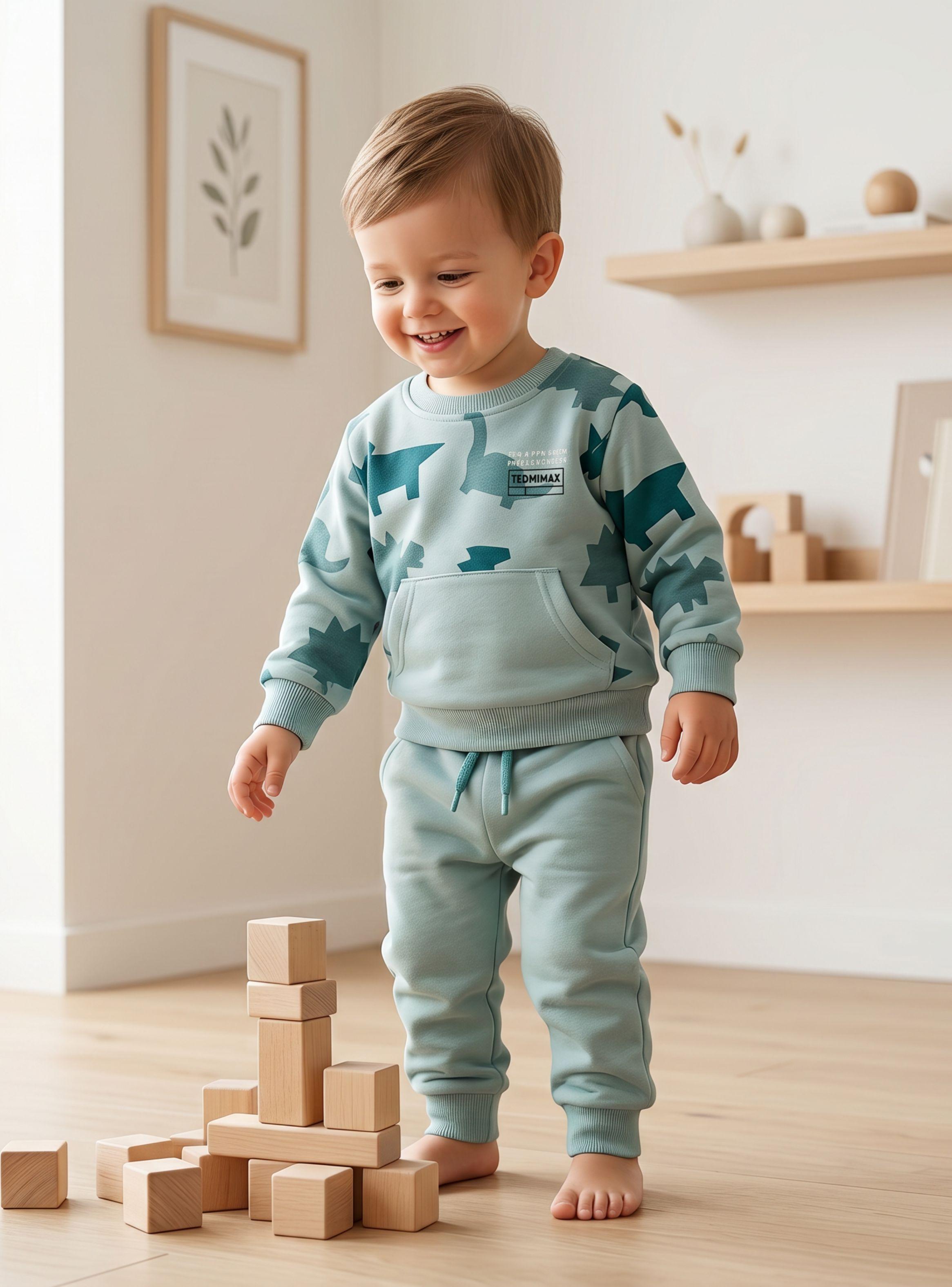 Conjunto Buzo Polerón 2 Piezas de Bebé Niño Blue Dinosaur-0