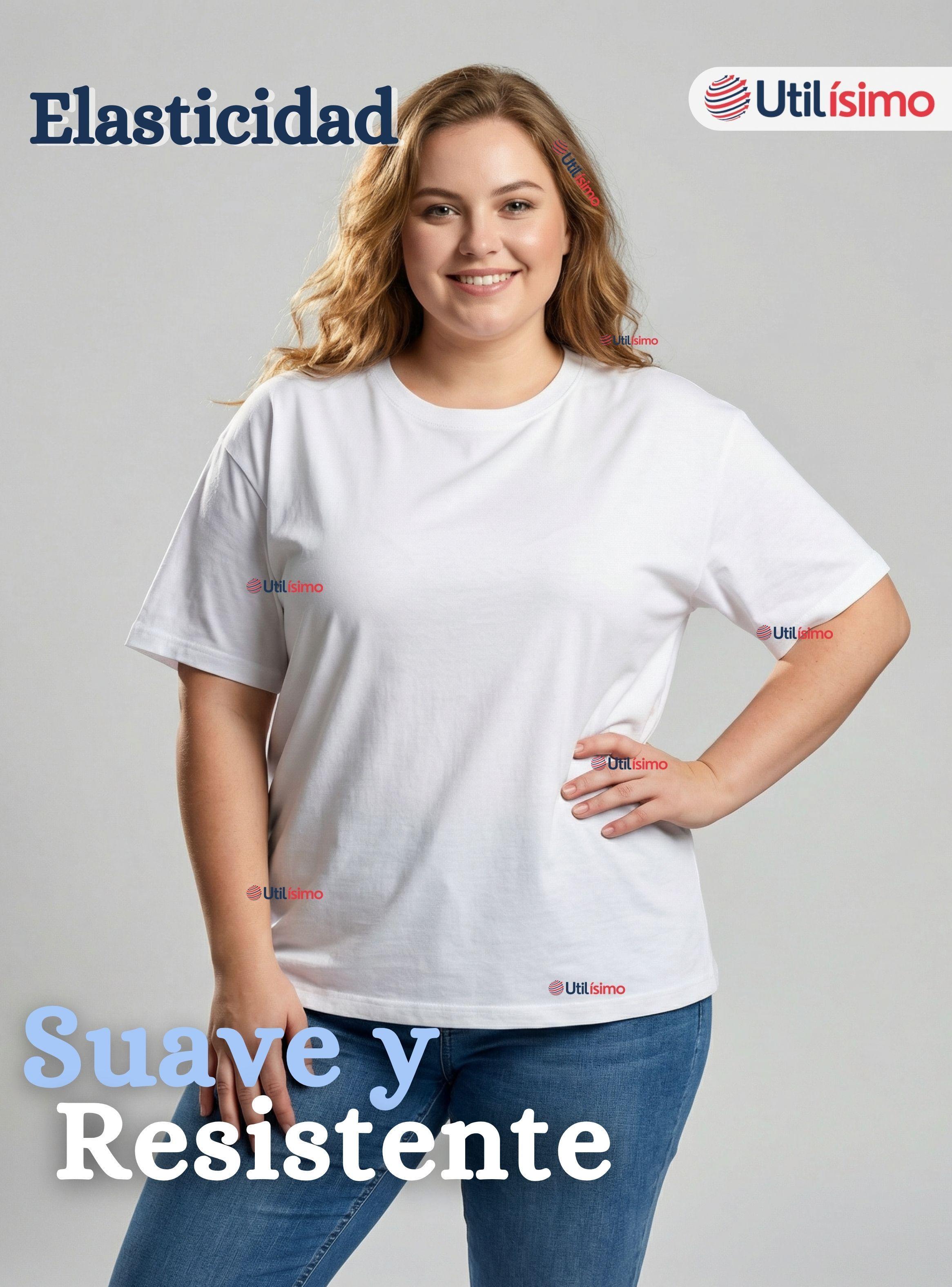 Pack 6 Camisetas Poleras 100% Algodón Básica Lisa Elástica para Mujer Color Blanco-5