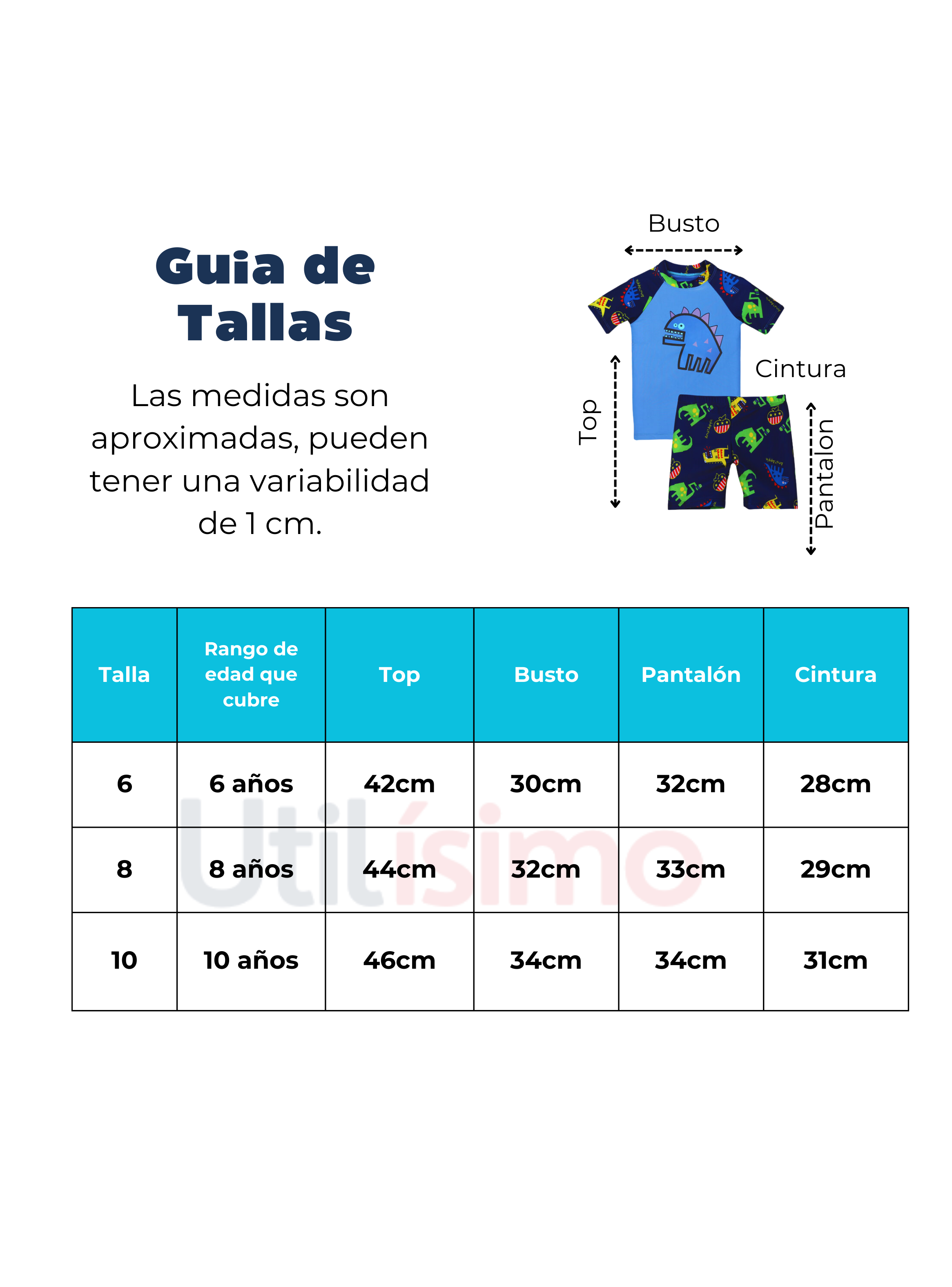 Traje De Baño 3 Piezas Manga Corta Jump Kids Dinosaurios Azul Oscuro-2