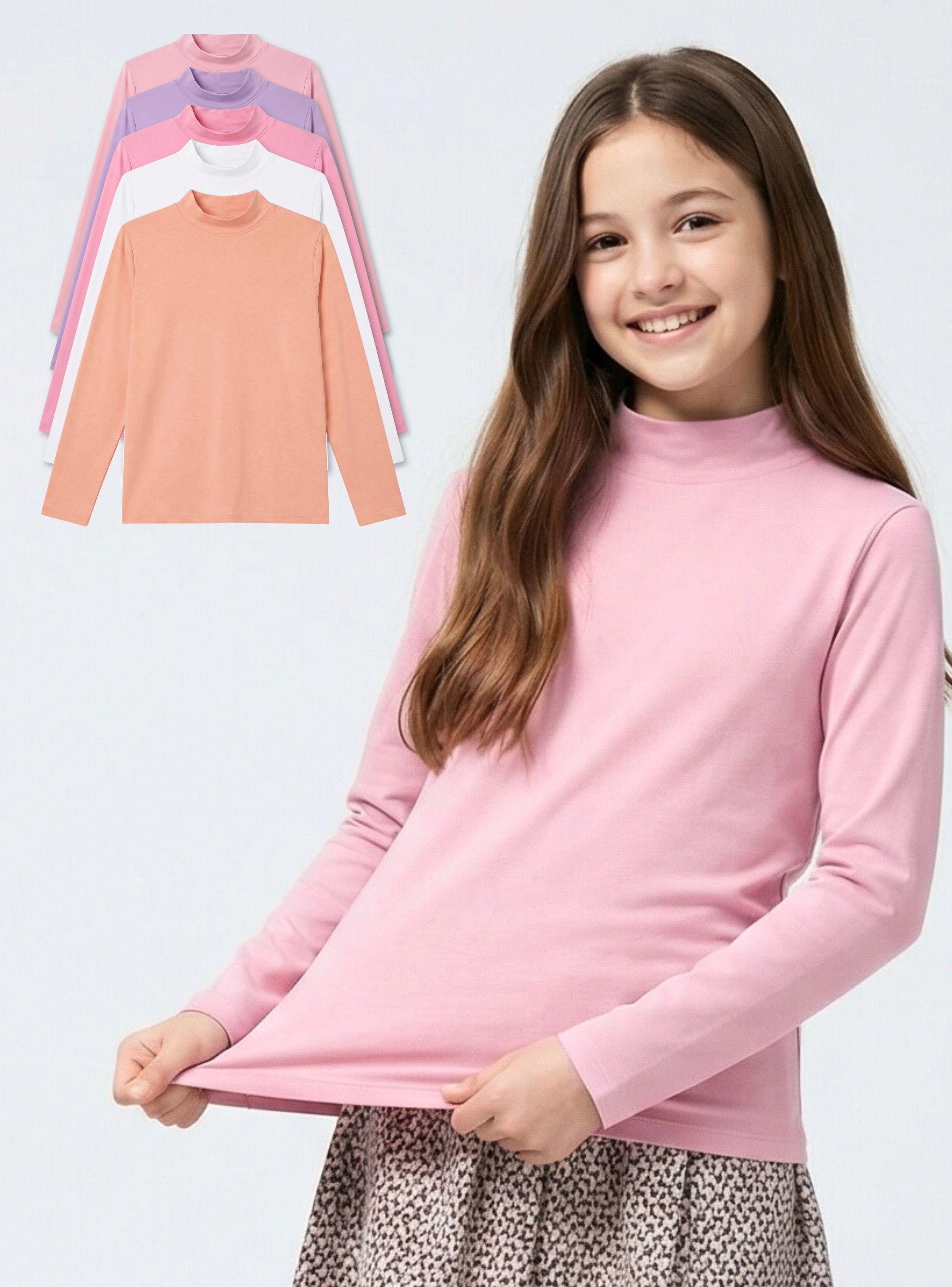 Pack 6 Poleras Camisetas Básica Bambú Beatle Primera Capa Manga Larga Niñas-1