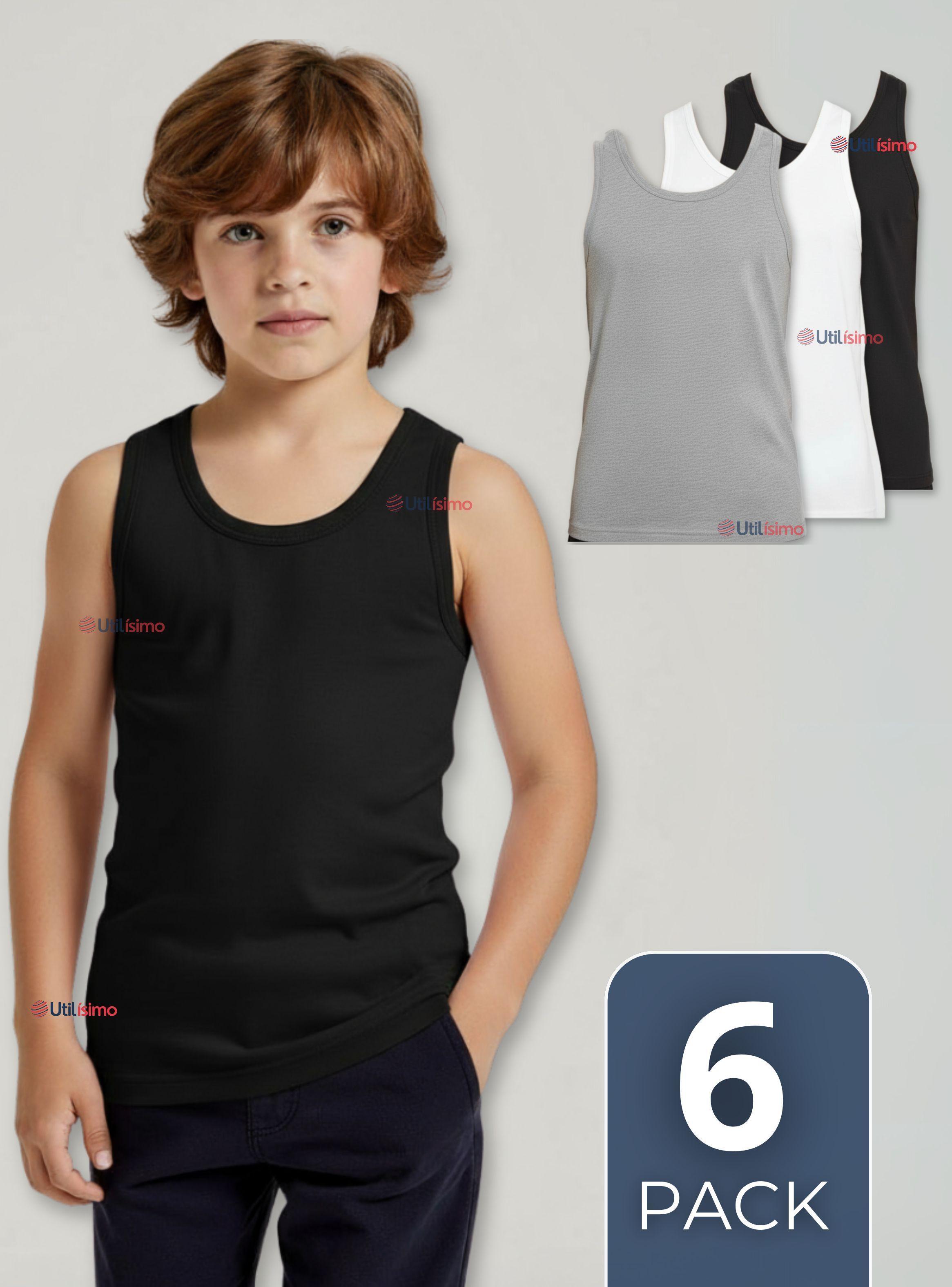 Pack 6 Camisetas Sin Manga Básicas Suaves 100% Algodón Colores Surtidos Hombre-0